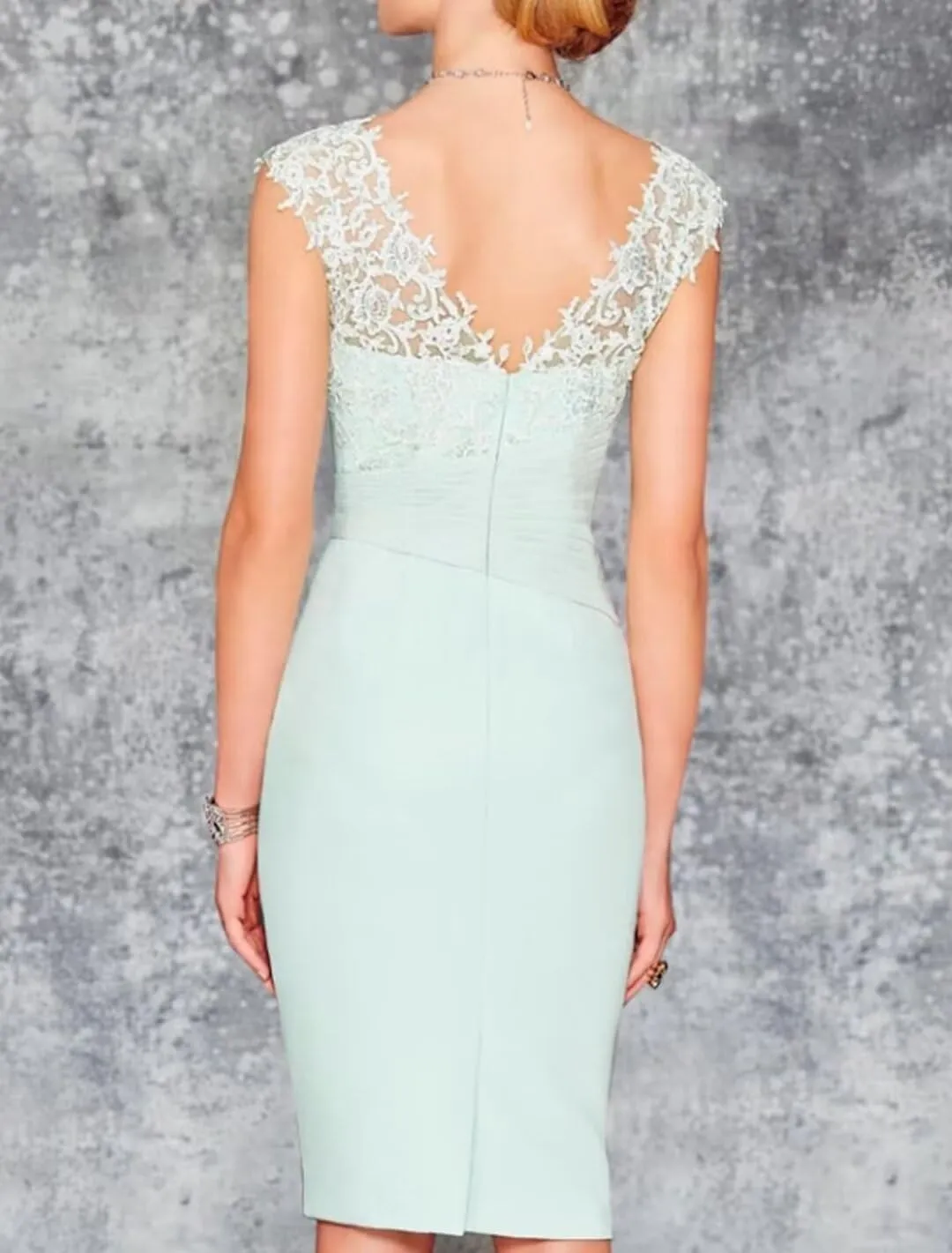 2 Pieces Mother of The Bride Dresses with Jacket V Neck Lace Long Sleeve Chiffon Formal Evening Gowns