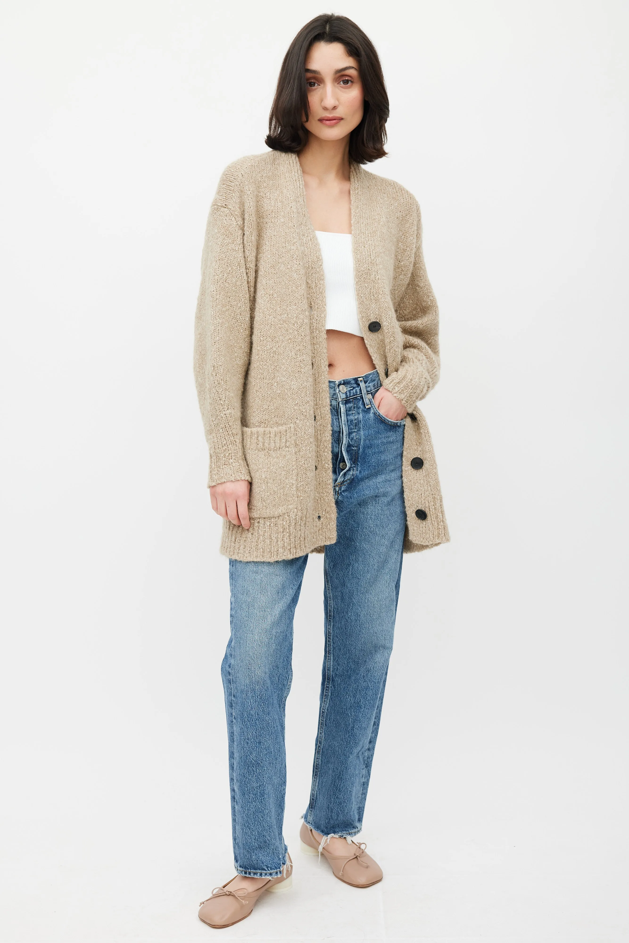 Beige Scott Knit Cardigan