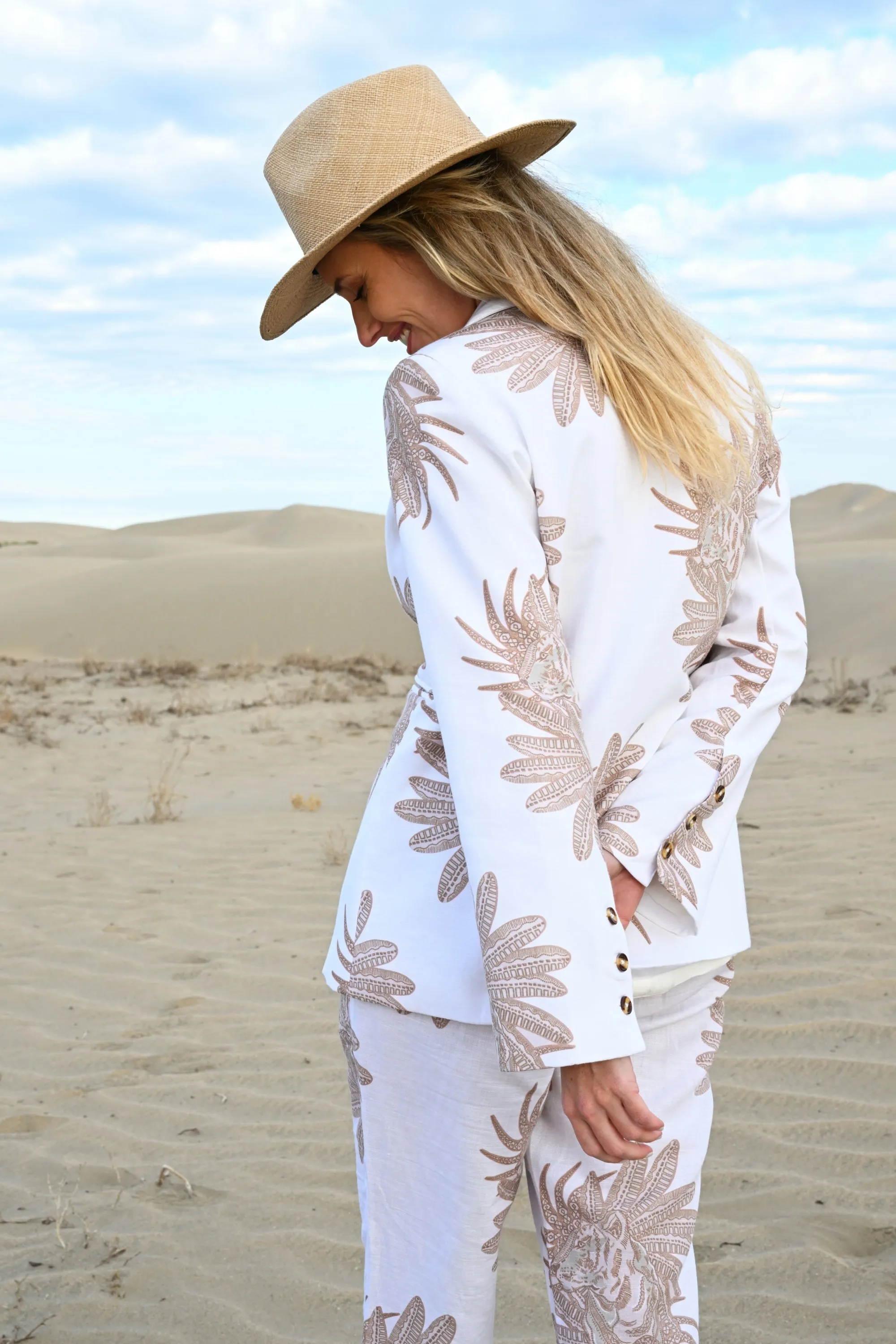 Blazer - Greek Print - White