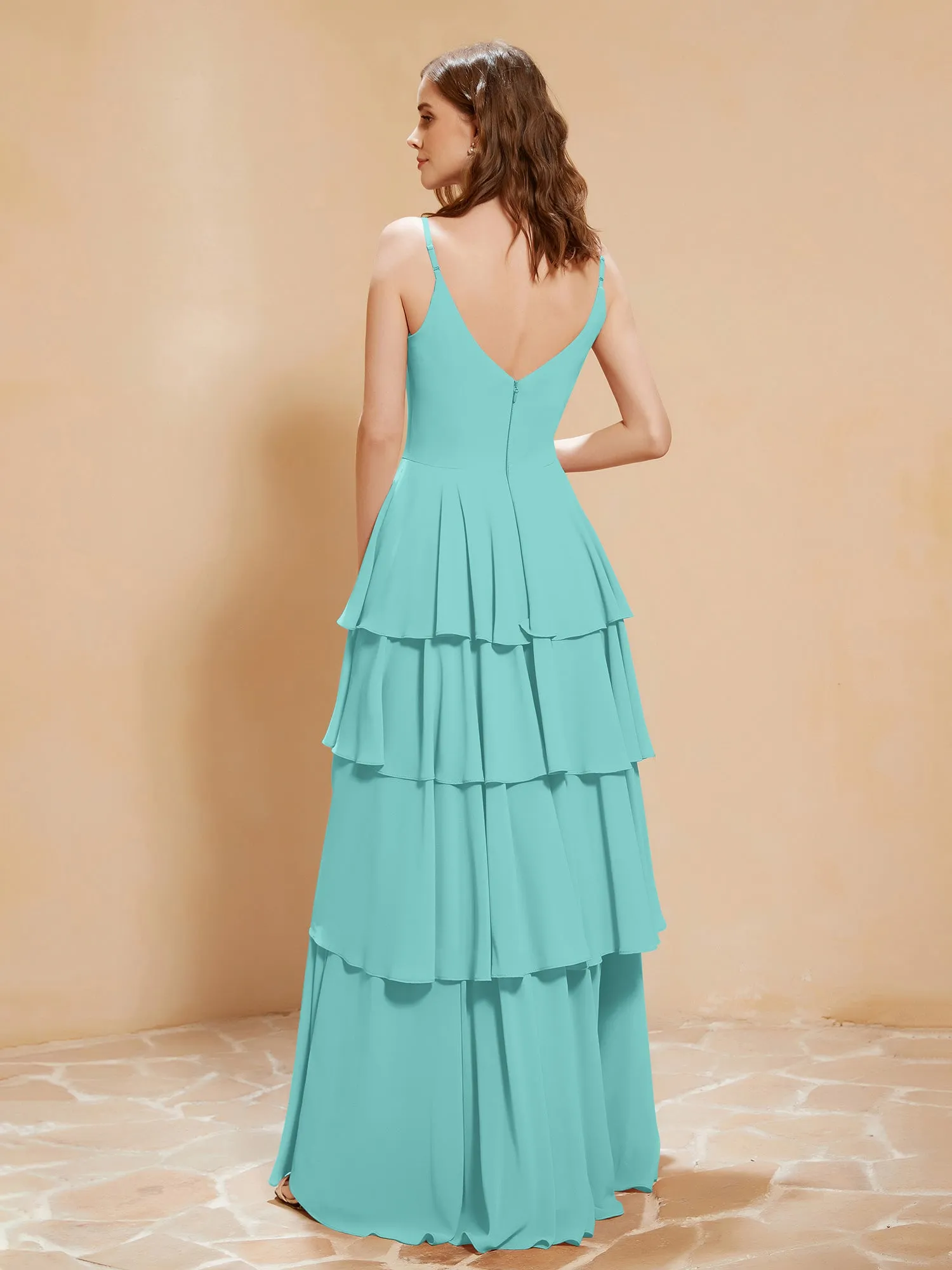 Boho V-neck Floor-length Dress Flowy Ruffles Spa Plus Size