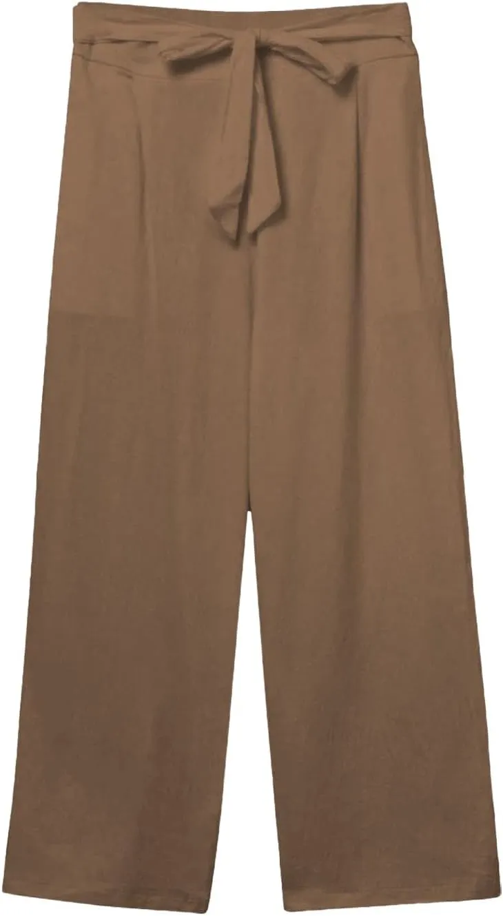 Capri Pants for Women Summer Casual Linen Lounge Pants Cropped Straight Leg Drawstring Baggy Straight Leg Trousers