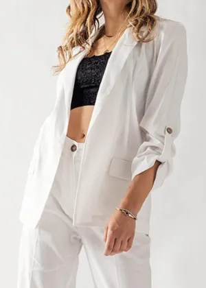 Claire Linen Blazer - White
