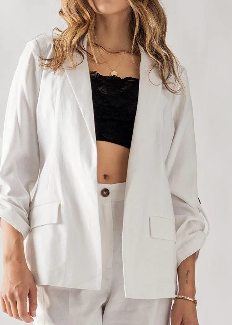 Claire Linen Blazer - White