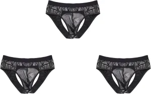 COMLIFE Men's Sexy Imitation Leather Front See-through Triangle Briefs Stretch Hollow Out Revealing Buttocks Underpanties
