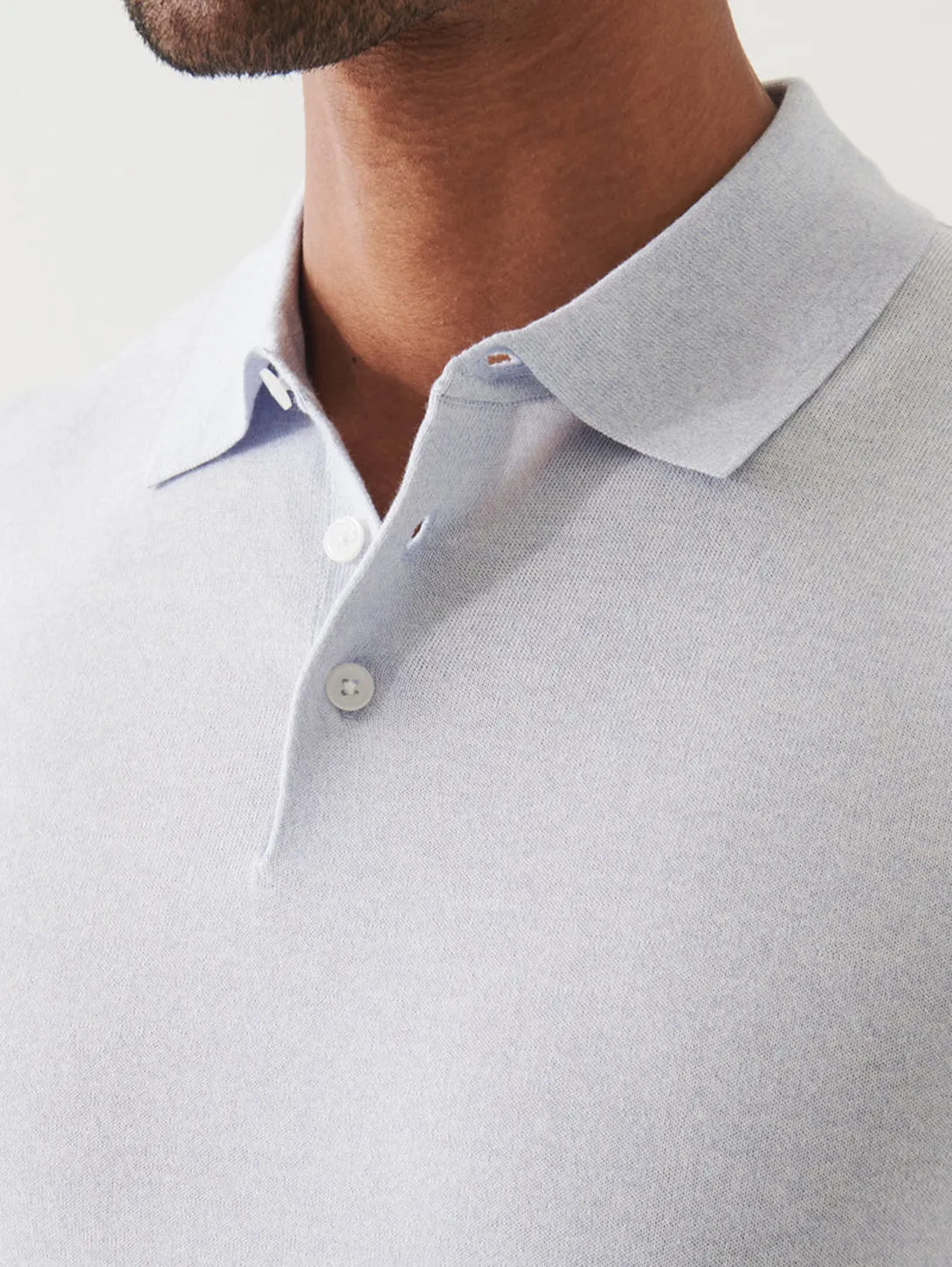Cupro Button Polo - Ocean