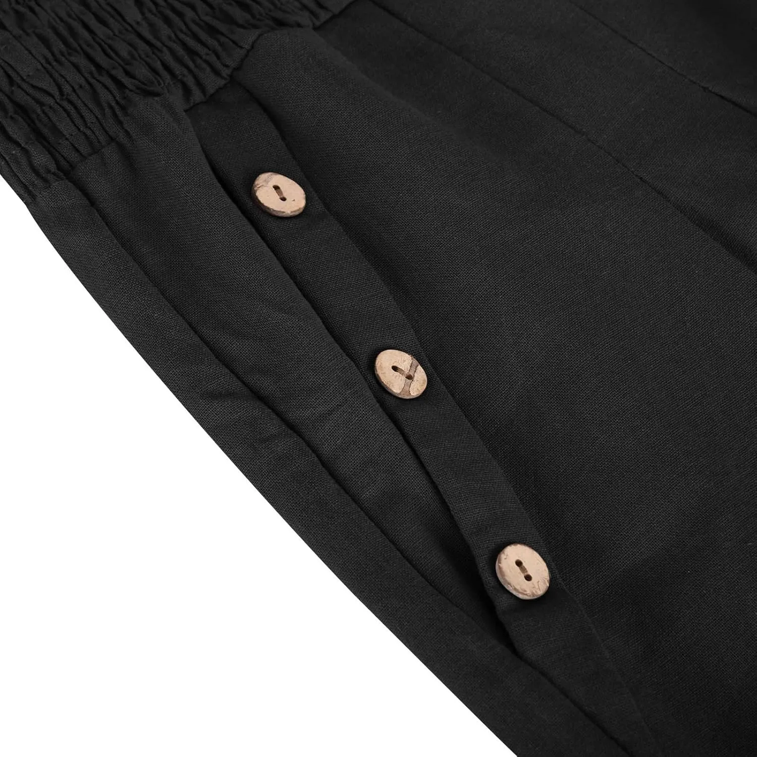 DASAYO Linen Pants Women Summer Smocked High Waisted Palazzo Pants Dressy Casual Ladies Loose Lounge Trousers with Pockets