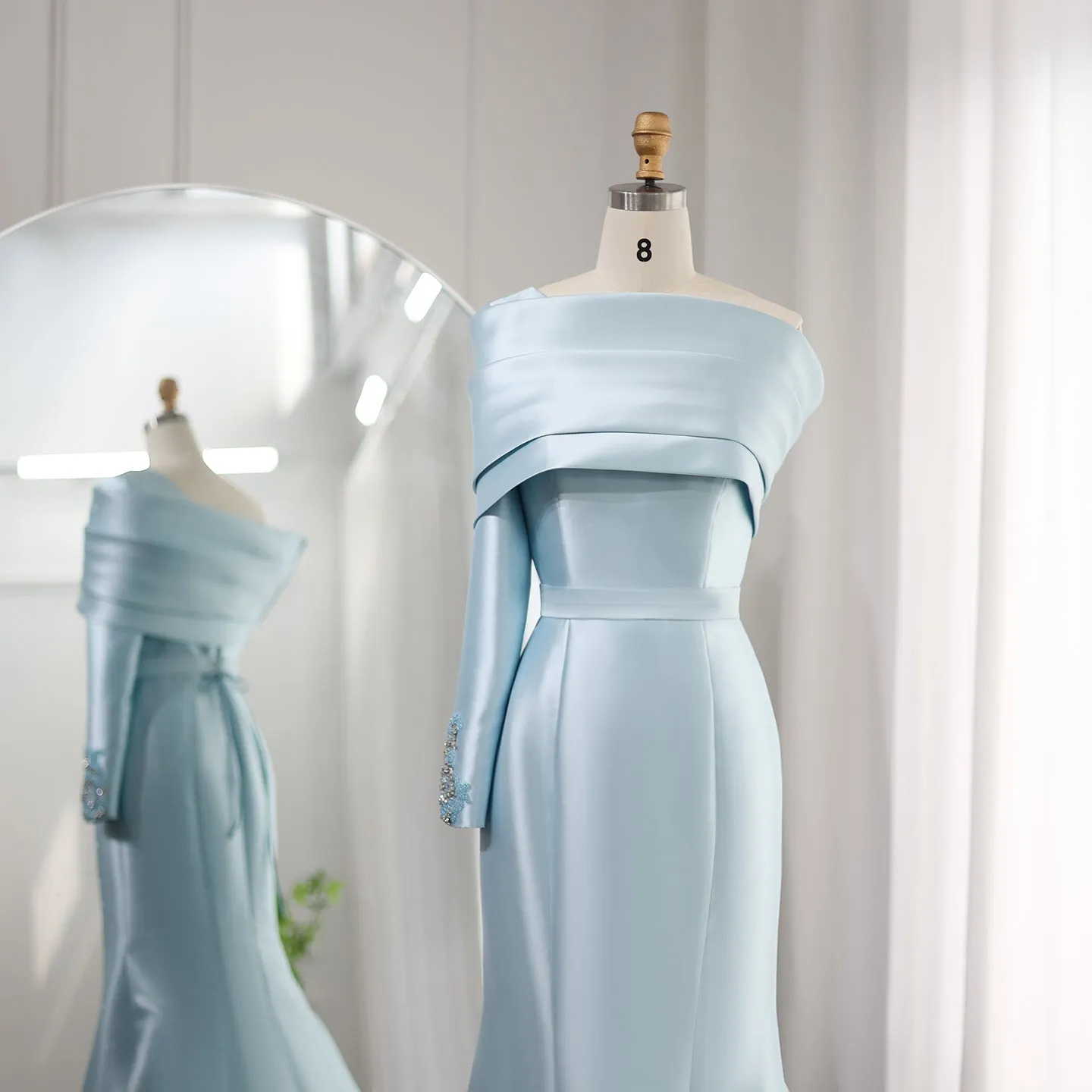 Elegant Yellow One Shoulder Mermaid Evening Dress SF014