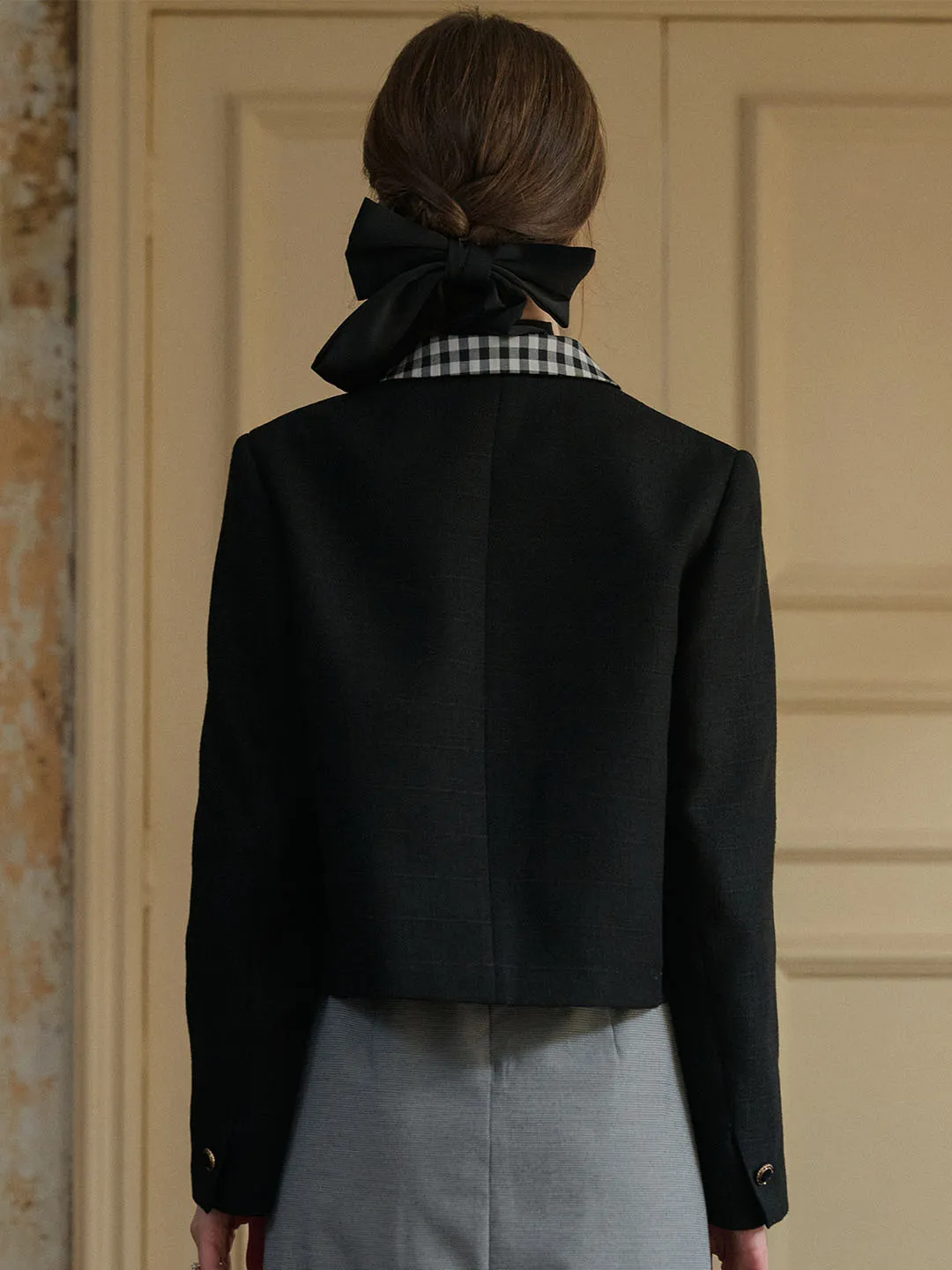 【Final Sale】Kennedy Classic Notched Lapel Contrast Check Jacket