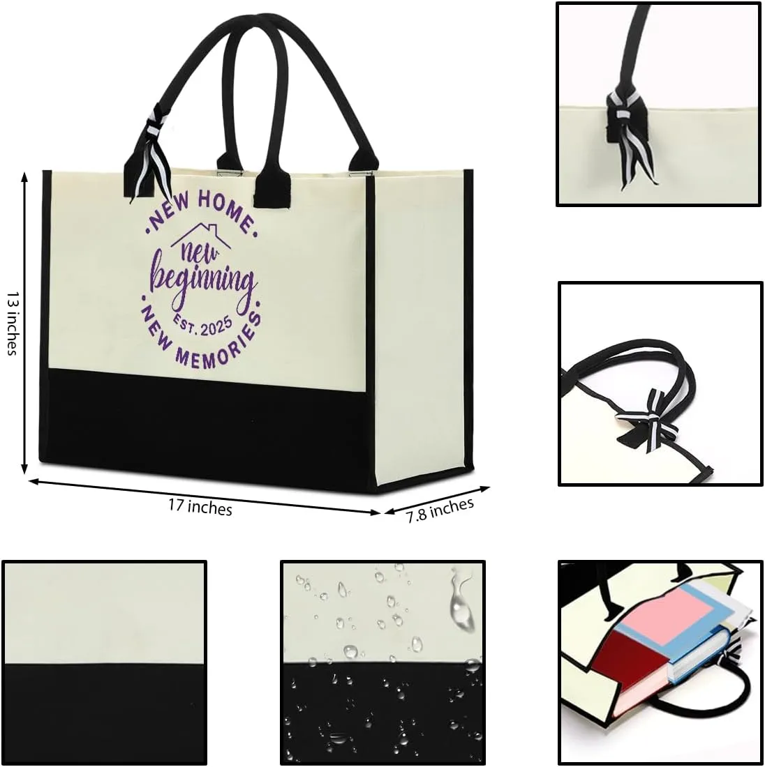 Fokongna Girls Trip Beach Bag Mimi Gigi Granny Nana Mama Abuela Nanny Housewarming Gifts Women Reusable Canvas Tote Bag
