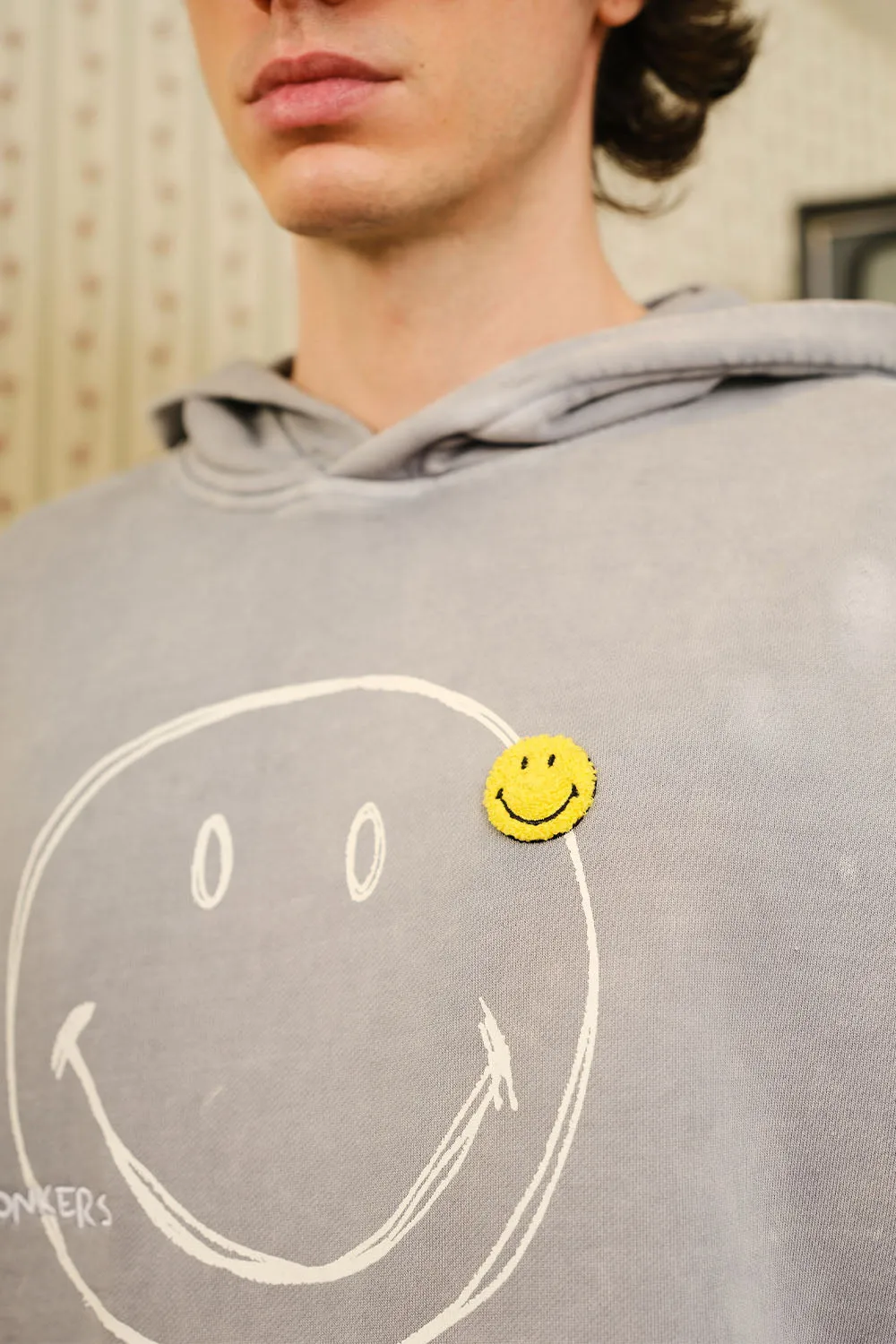 Grey Faded Smiley Originals Hoodie