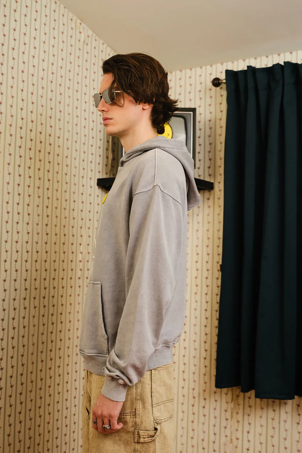 Grey Faded Smiley Originals Hoodie