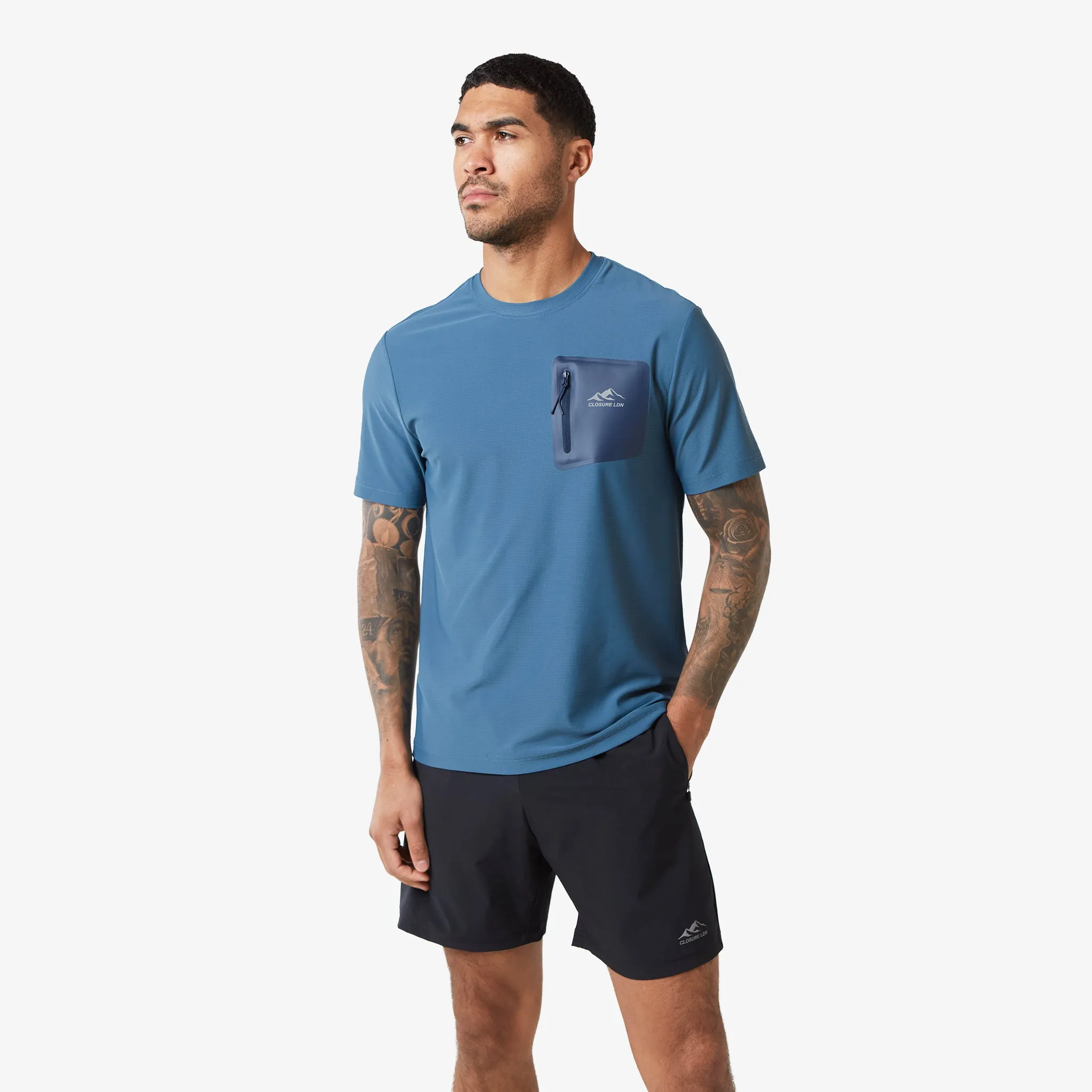 Heat Seal Zip Block Pocket T-Shirt | Blue