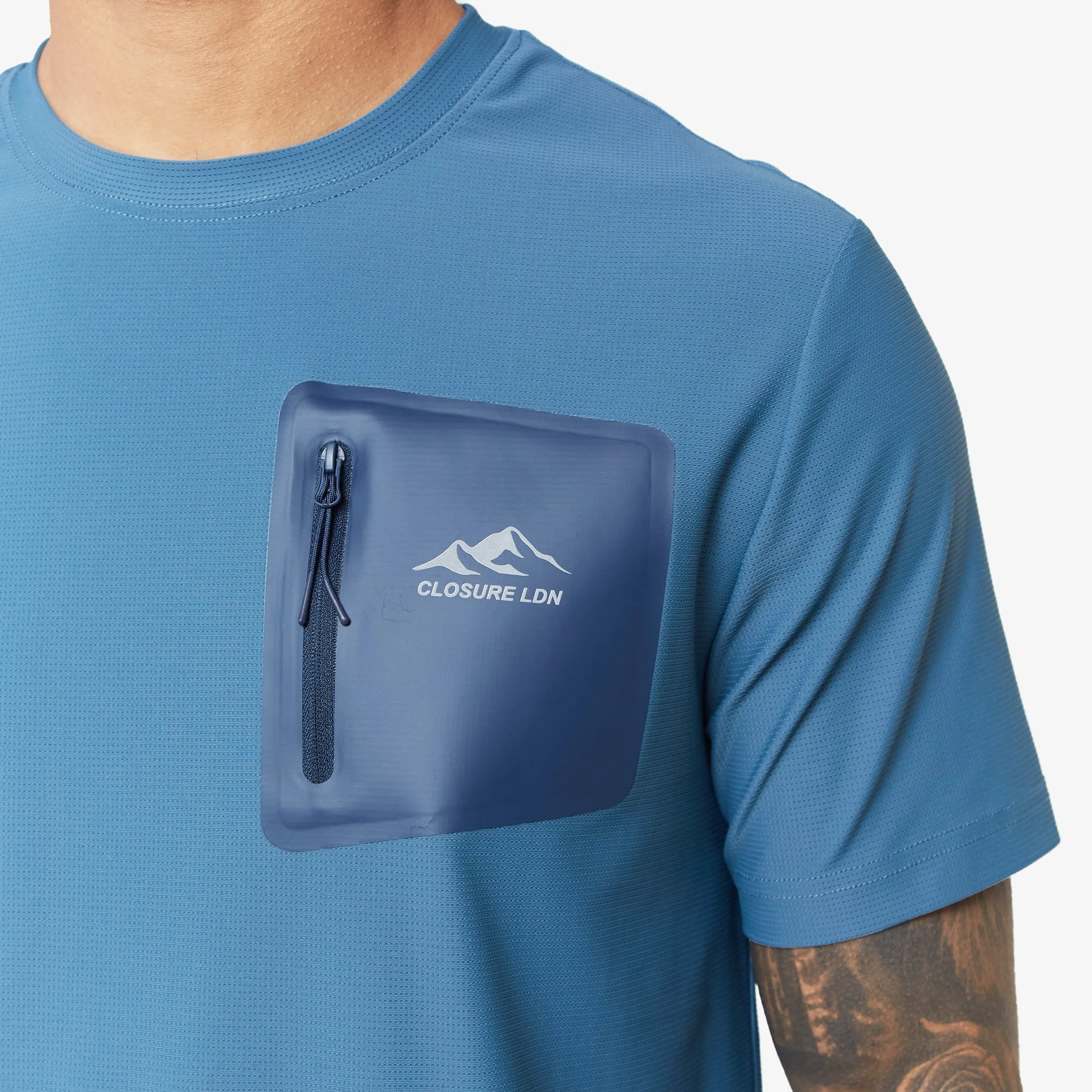 Heat Seal Zip Block Pocket T-Shirt | Blue