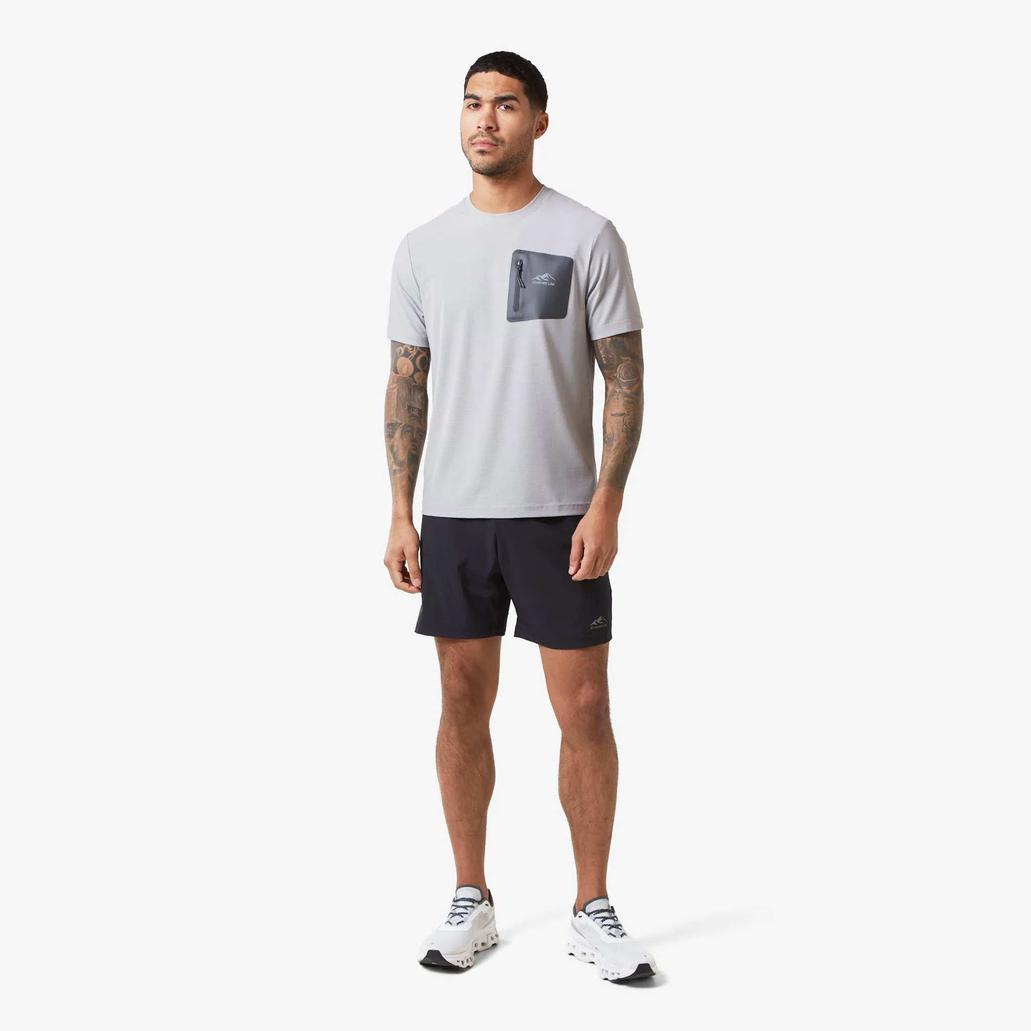 Heat Seal Zip Block Pocket T-Shirt | Grey