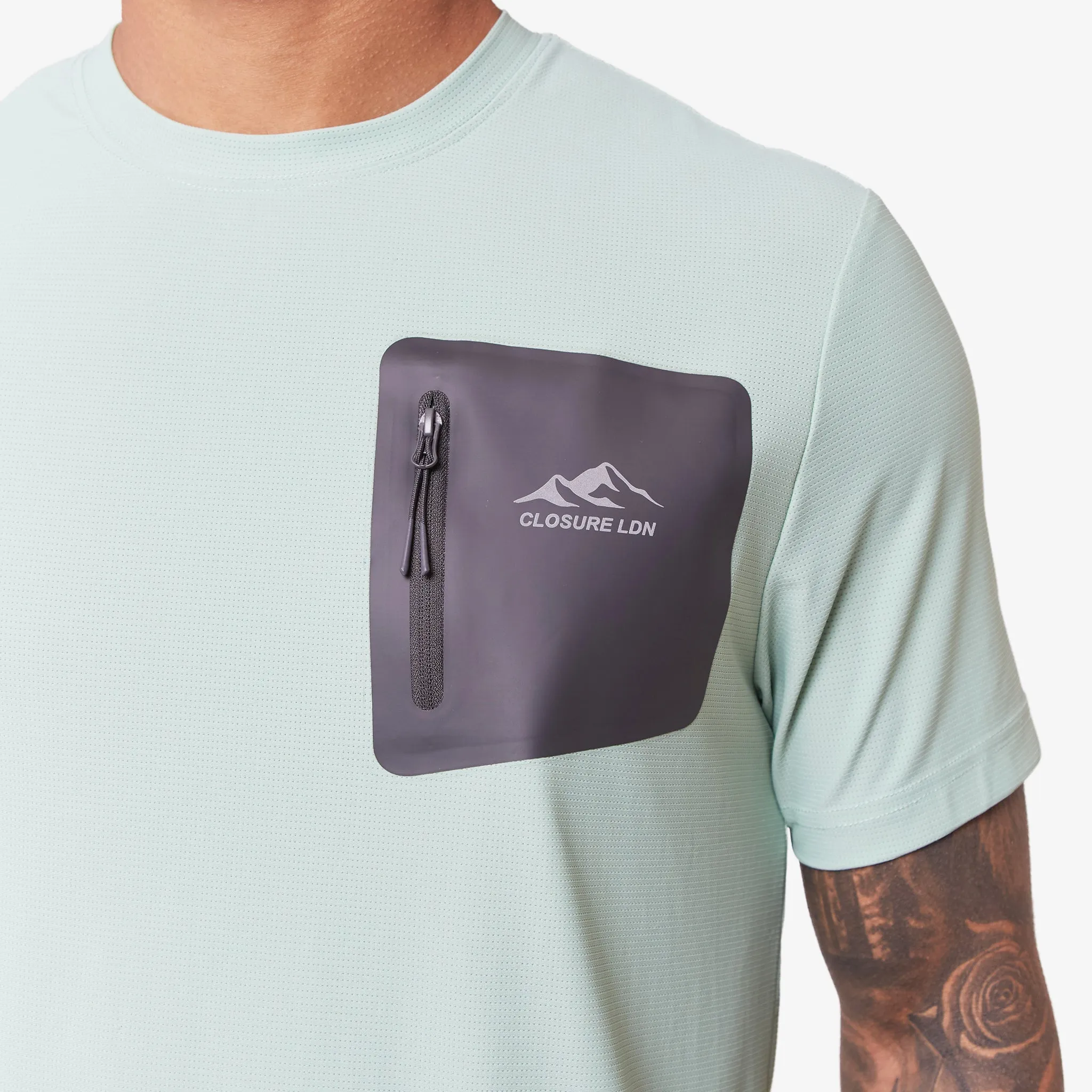 Heat Seal Zip Block Pocket T-Shirt | Sage