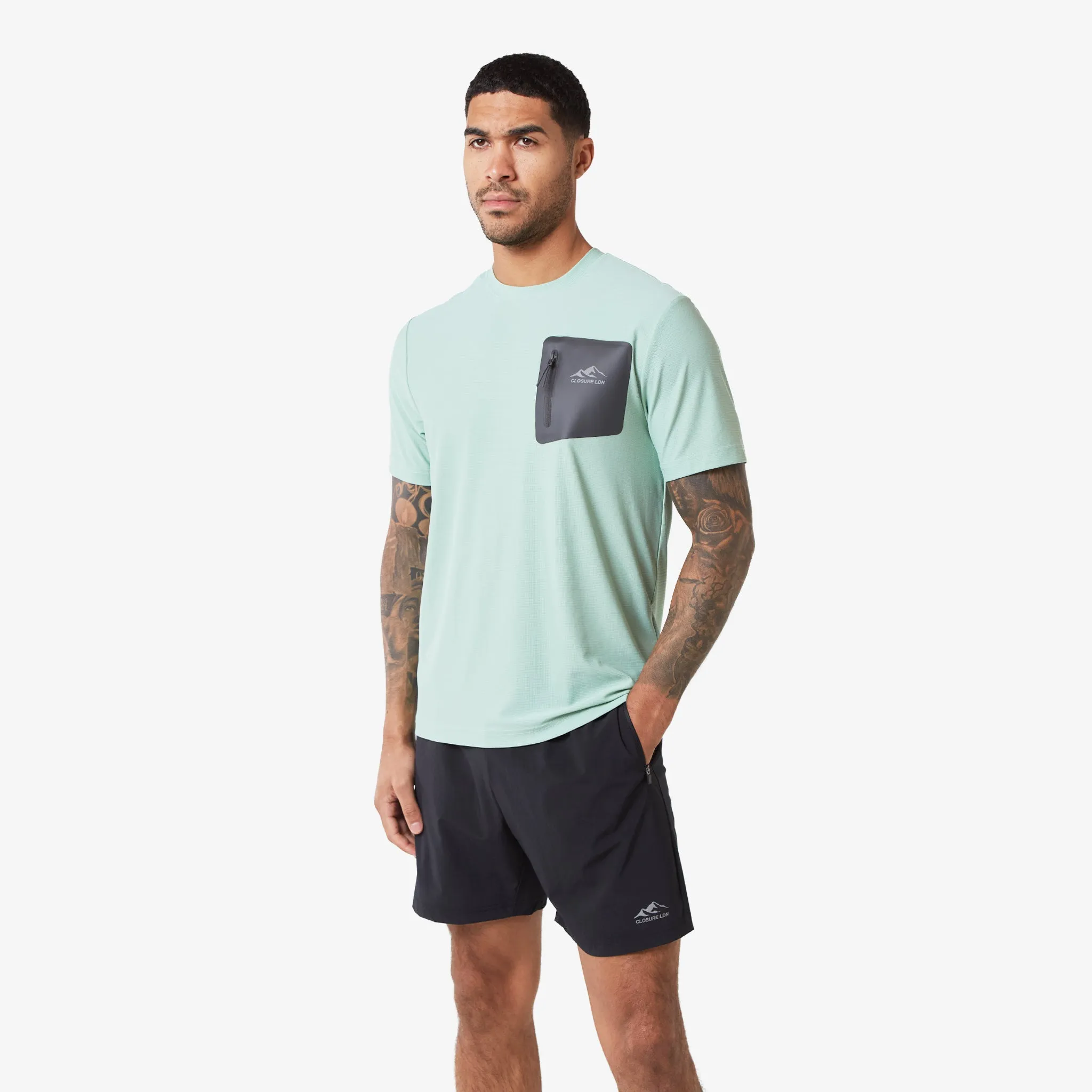 Heat Seal Zip Block Pocket T-Shirt | Sage