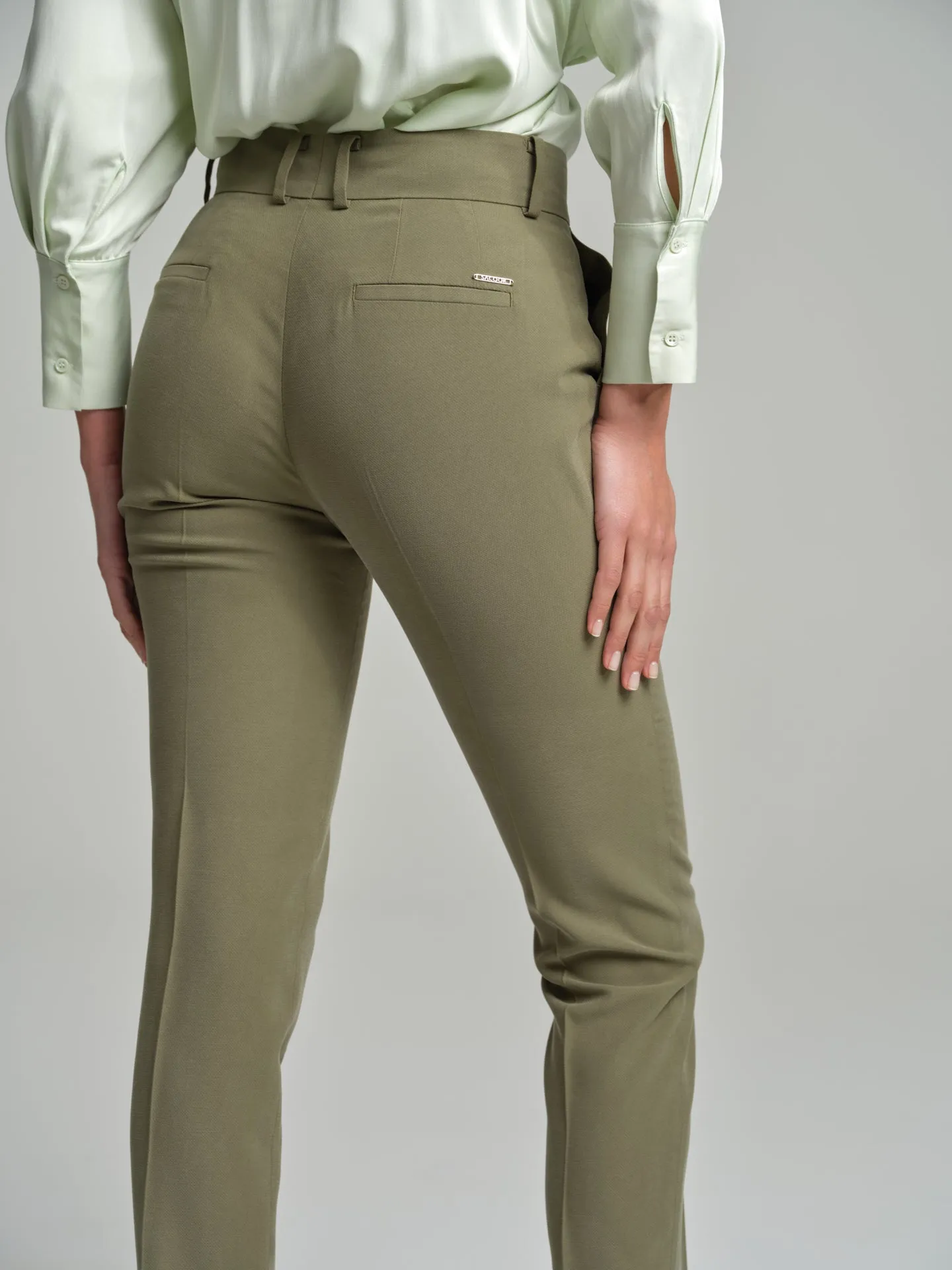 High waist straight leg pleated trousers