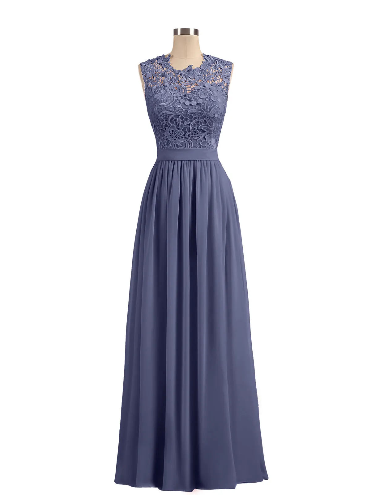 Illusion Neck Chiffon and Lace Dresses Stormy