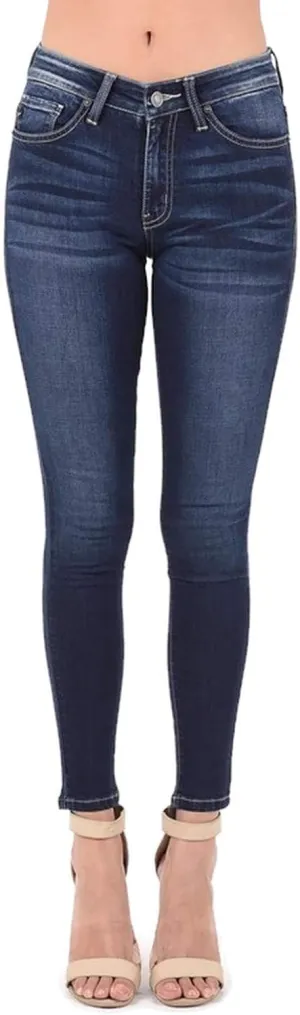 Kan Can Women's Mid Waist Skinny Fit Denim Jeans