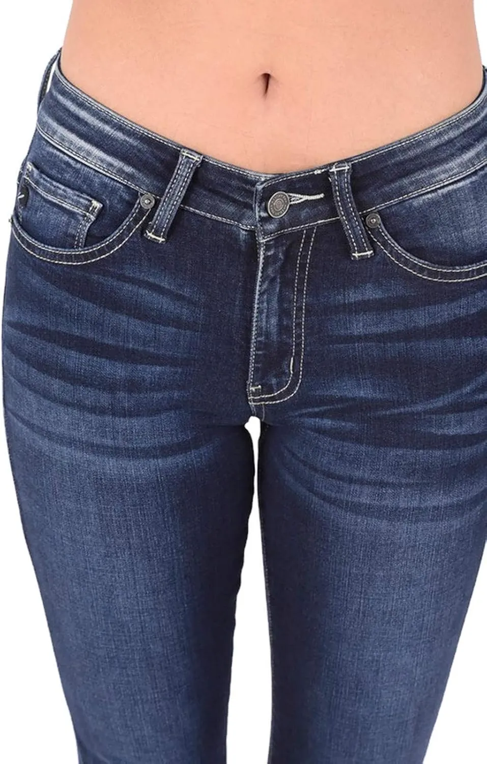 Kan Can Women's Mid Waist Skinny Fit Denim Jeans