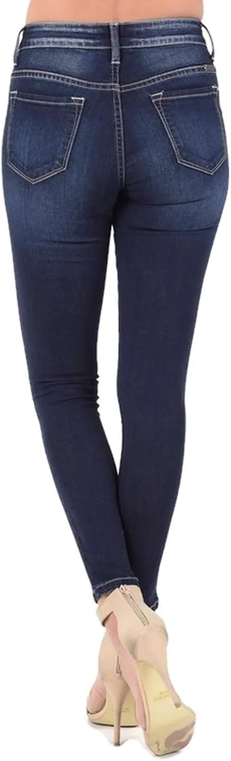 Kan Can Women's Mid Waist Skinny Fit Denim Jeans