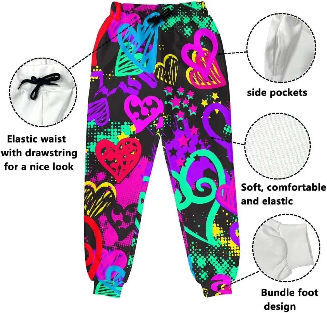 KIDVOVOU Men's Graffiti Print Elastic Waist Drawstring Hip Hop Pants Sport Jogger Sweatpants with Pockets