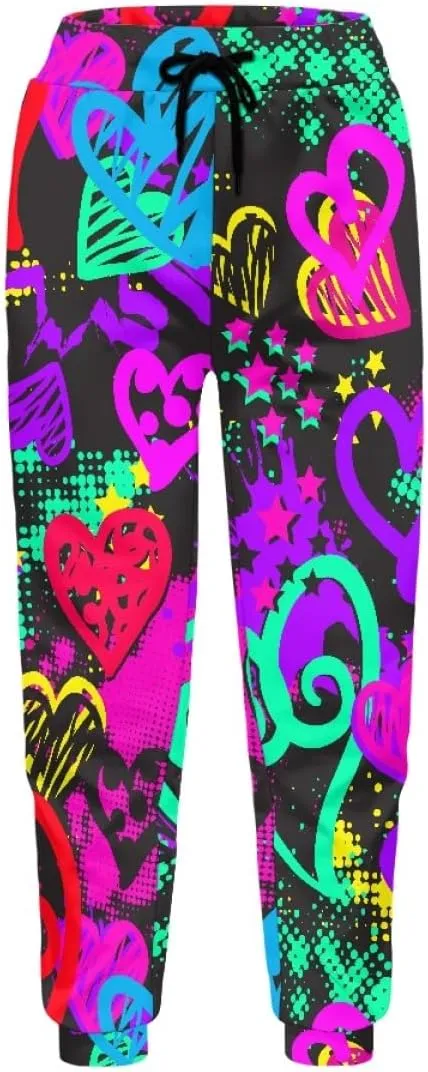 KIDVOVOU Men's Graffiti Print Elastic Waist Drawstring Hip Hop Pants Sport Jogger Sweatpants with Pockets