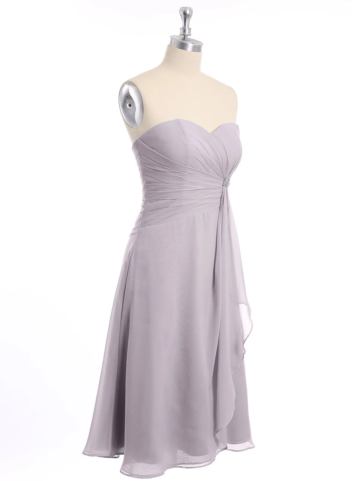 Knee Length Chiffon Dress with Sweetheart Neck-Dusk Plus Size