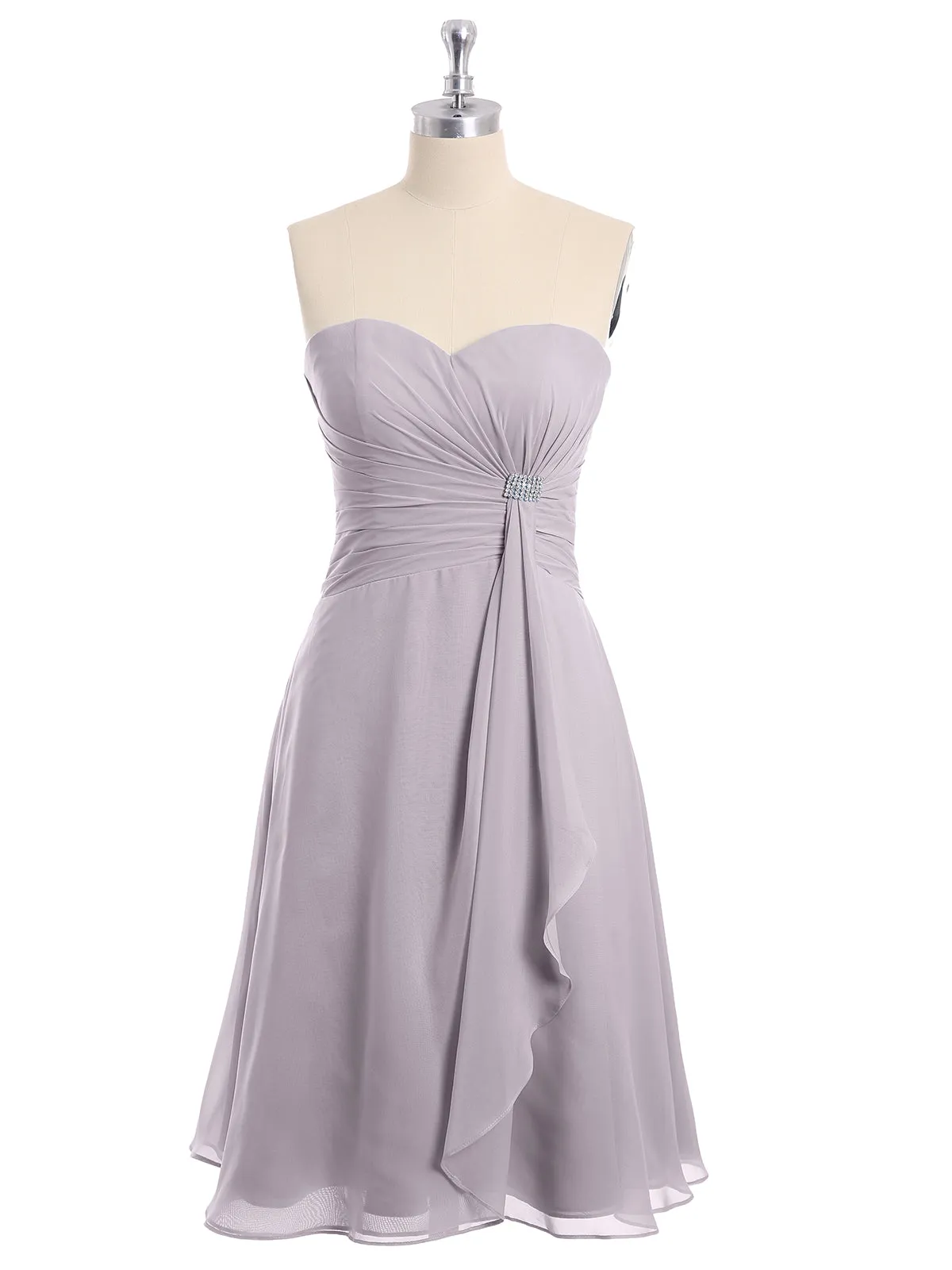 Knee Length Chiffon Dress with Sweetheart Neck-Dusk Plus Size