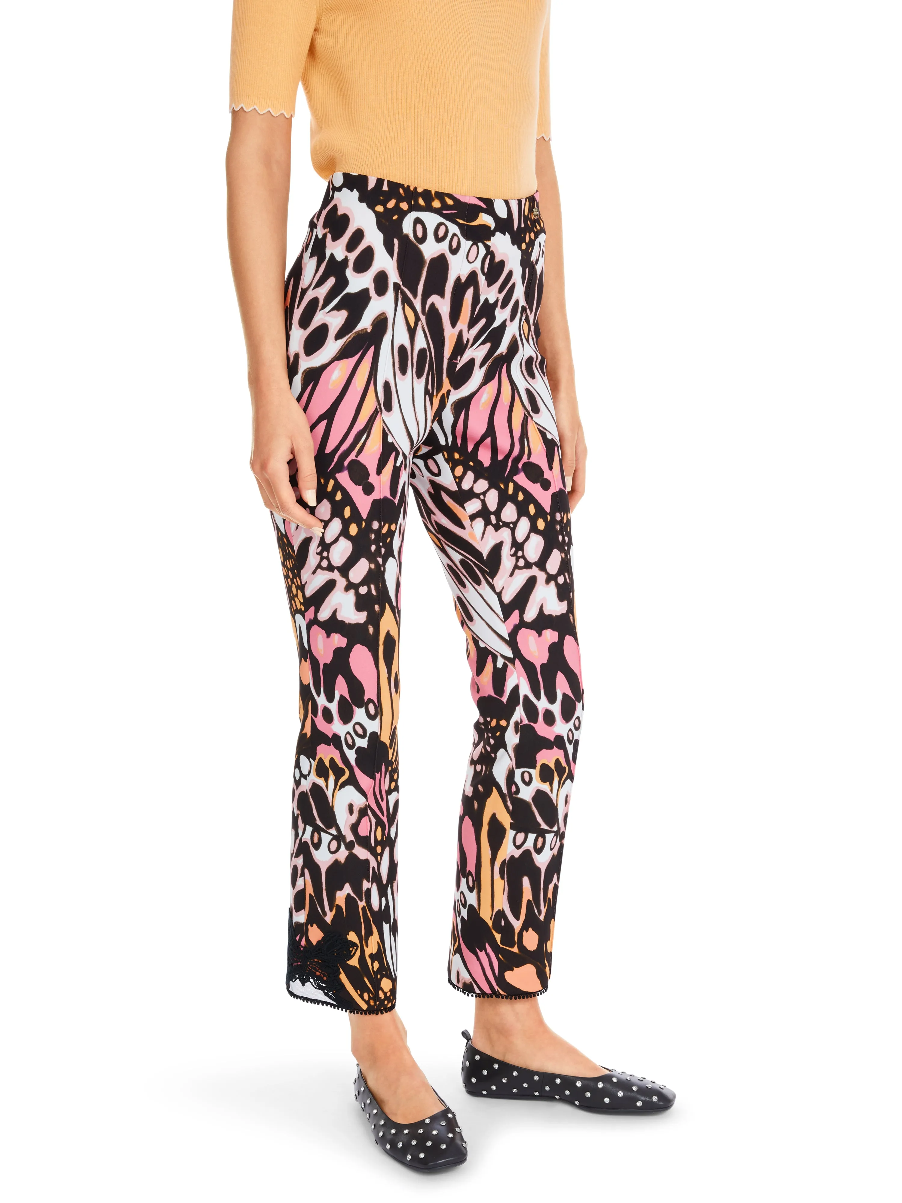 MARC CAIN Black Trousers with Butterfly pattern