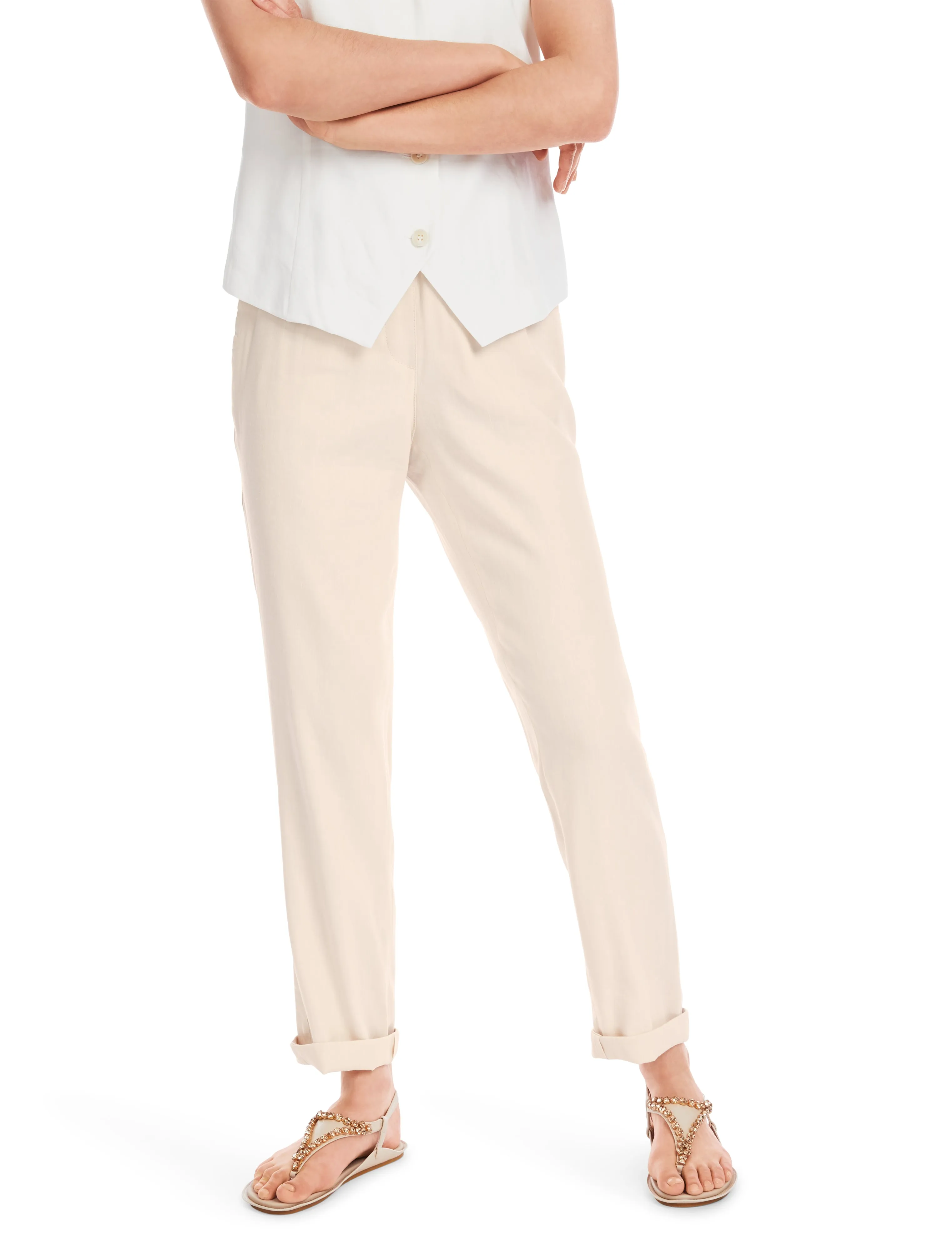 MARC CAIN Cream Straight Leg Trousers