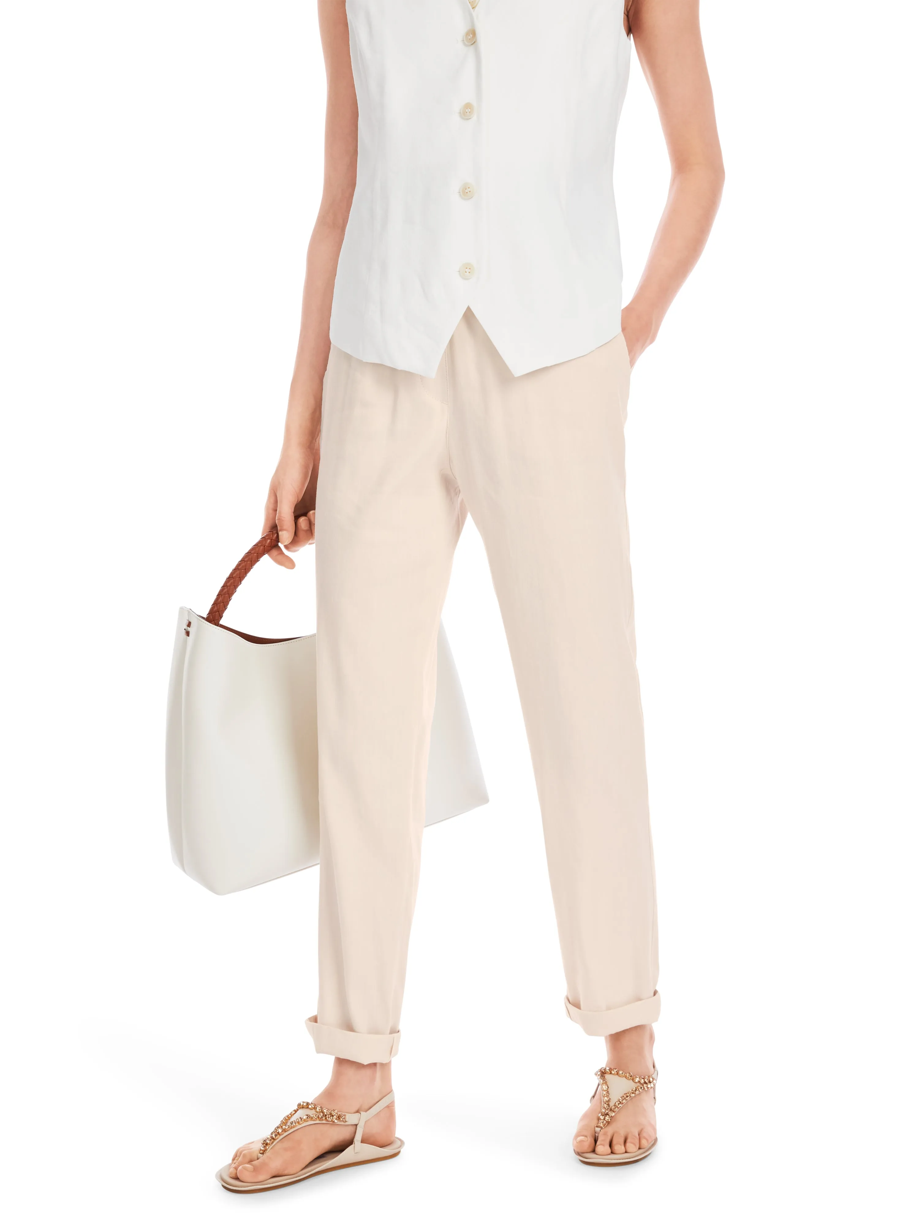 MARC CAIN Cream Straight Leg Trousers