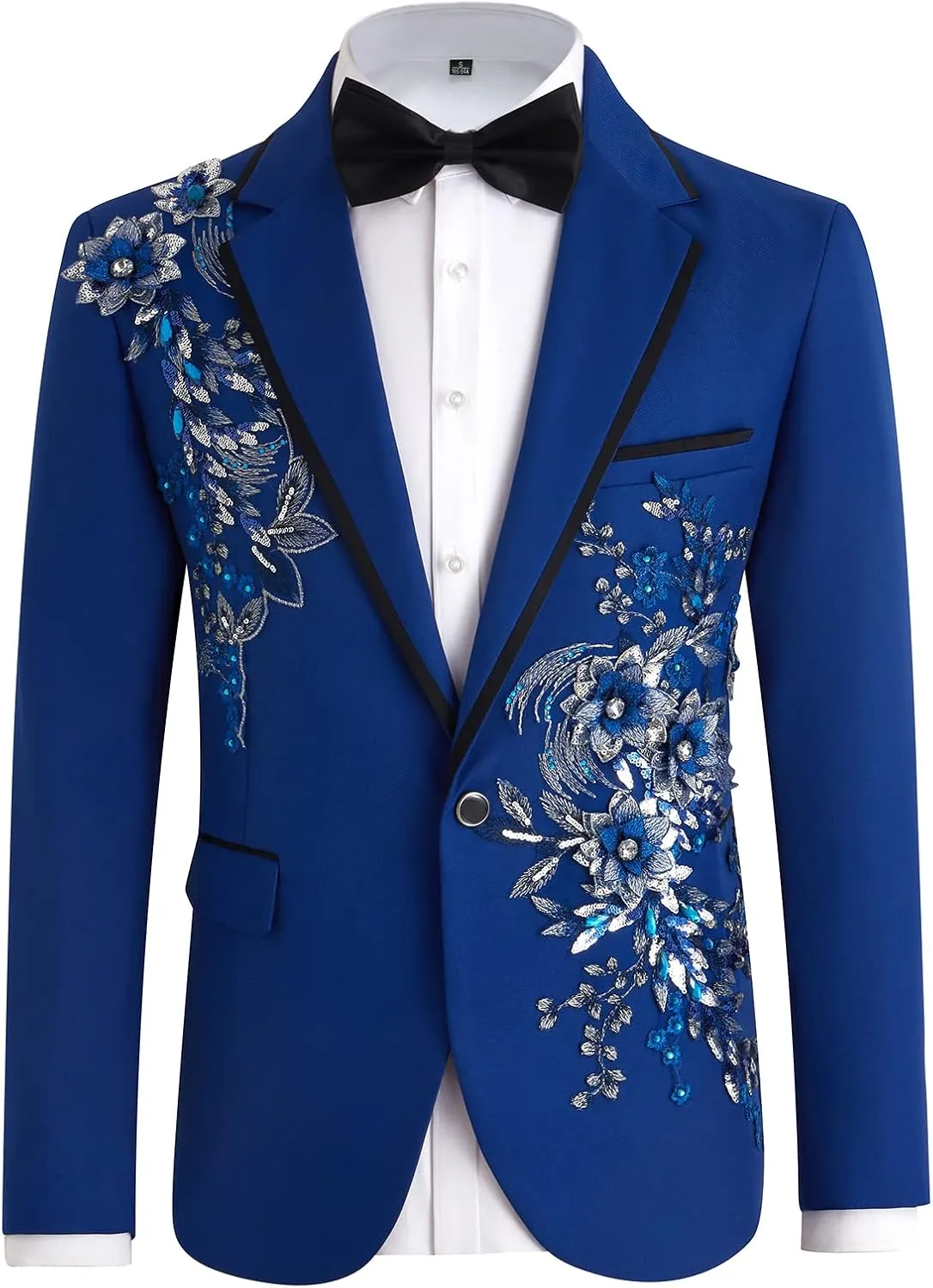Mens Suits Slim Fit 2 Piece Formal Tuxedo Suits Blazer Pants with Bow Tie for Wedding Prom