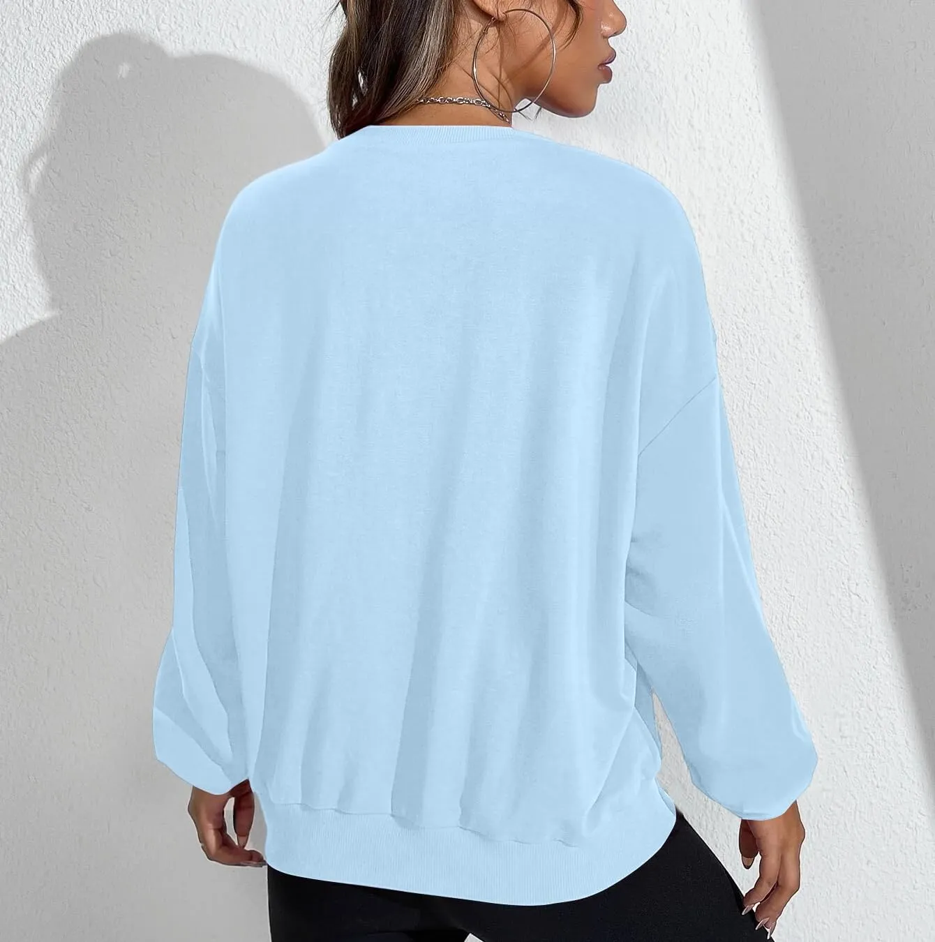 MISSACTIVER Womens Letter Graphic Print Sweatshirt Loose Long Sleeve Round Neck Drop Shoulder Fleece Casual Pullover