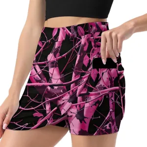 Muddy Camouflage Purple Branches Women's Skort Athletic Skirt Golf Skorts A-line Skirts with Built-in Shorts Pockets