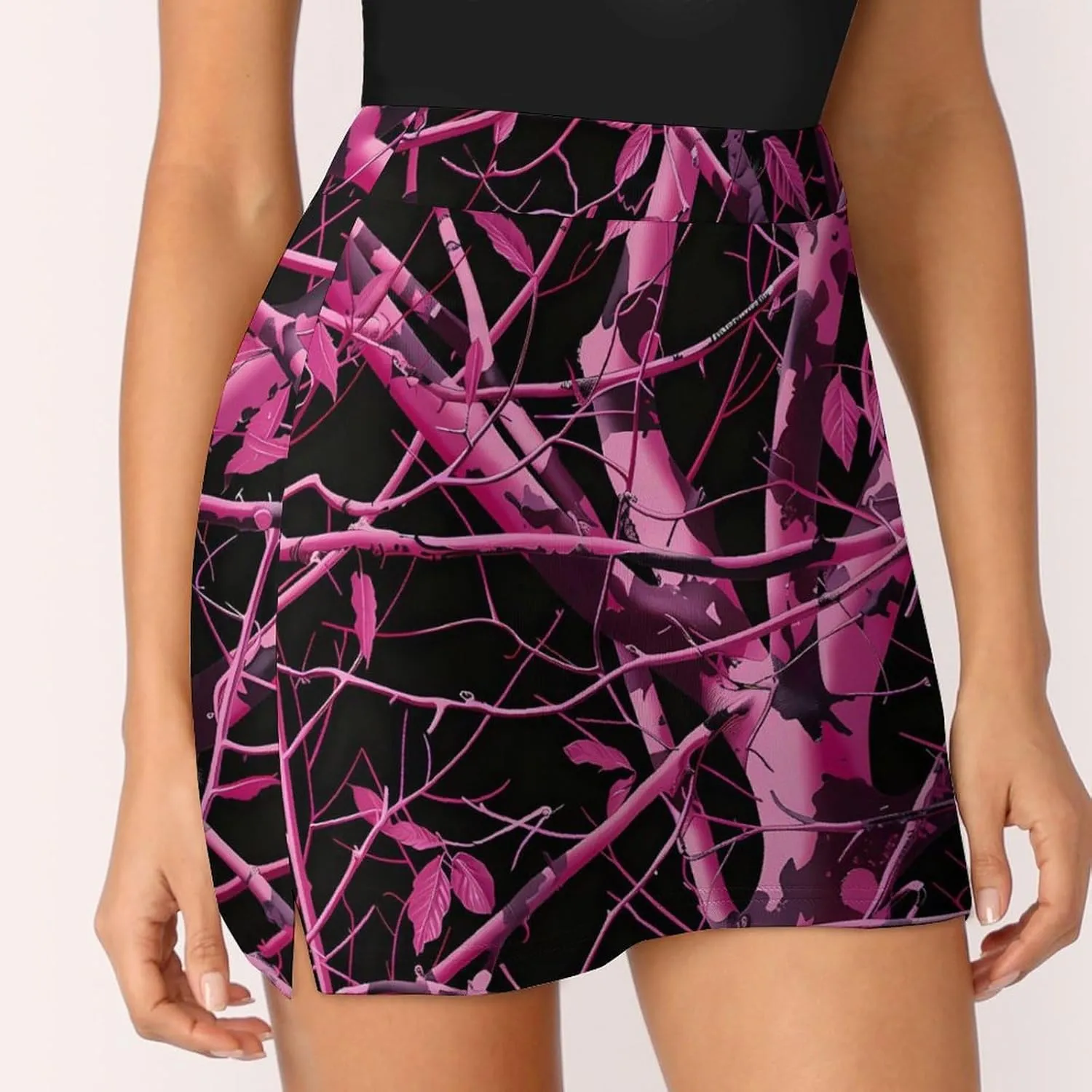 Muddy Camouflage Purple Branches Women's Skort Athletic Skirt Golf Skorts A-line Skirts with Built-in Shorts Pockets