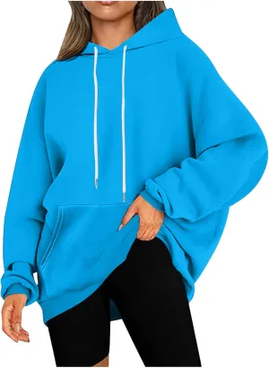 Oversized Hoodie For Women Trendy 2023 Fall Outfits Solid Long Sleeve Comfy Pullover Tops Dressy Casual Y2K Clothes