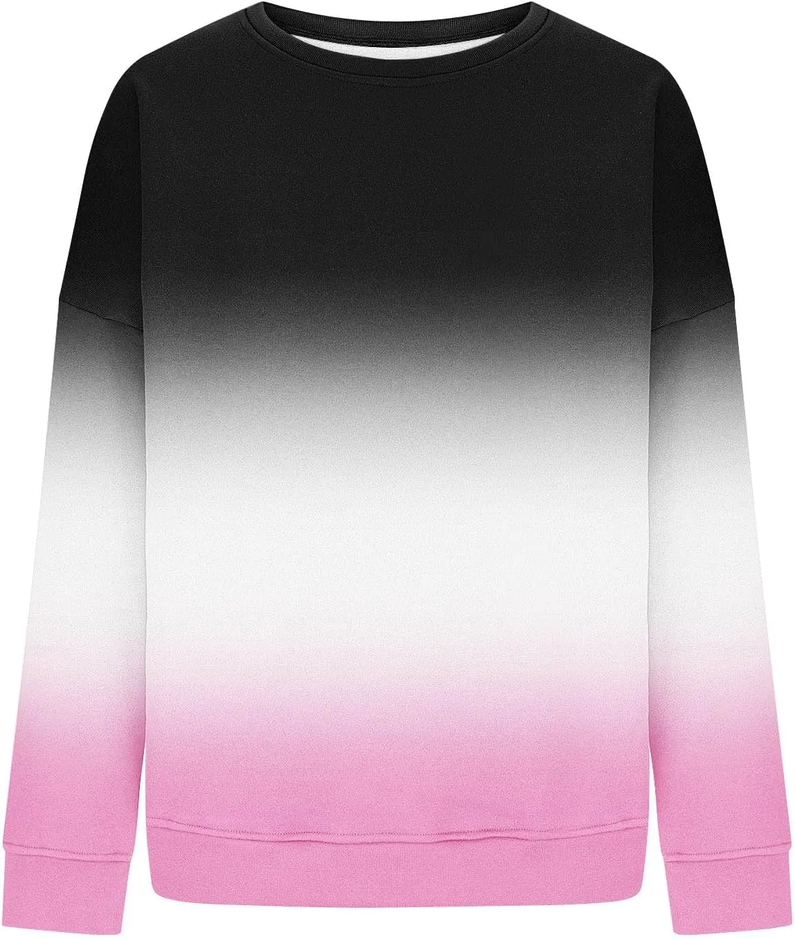 Oversized Long Sleeve Sweatshirts for Women Drop Shoulder Gradient Color Crewneck Pullover Tops Fall Fashion Clothes