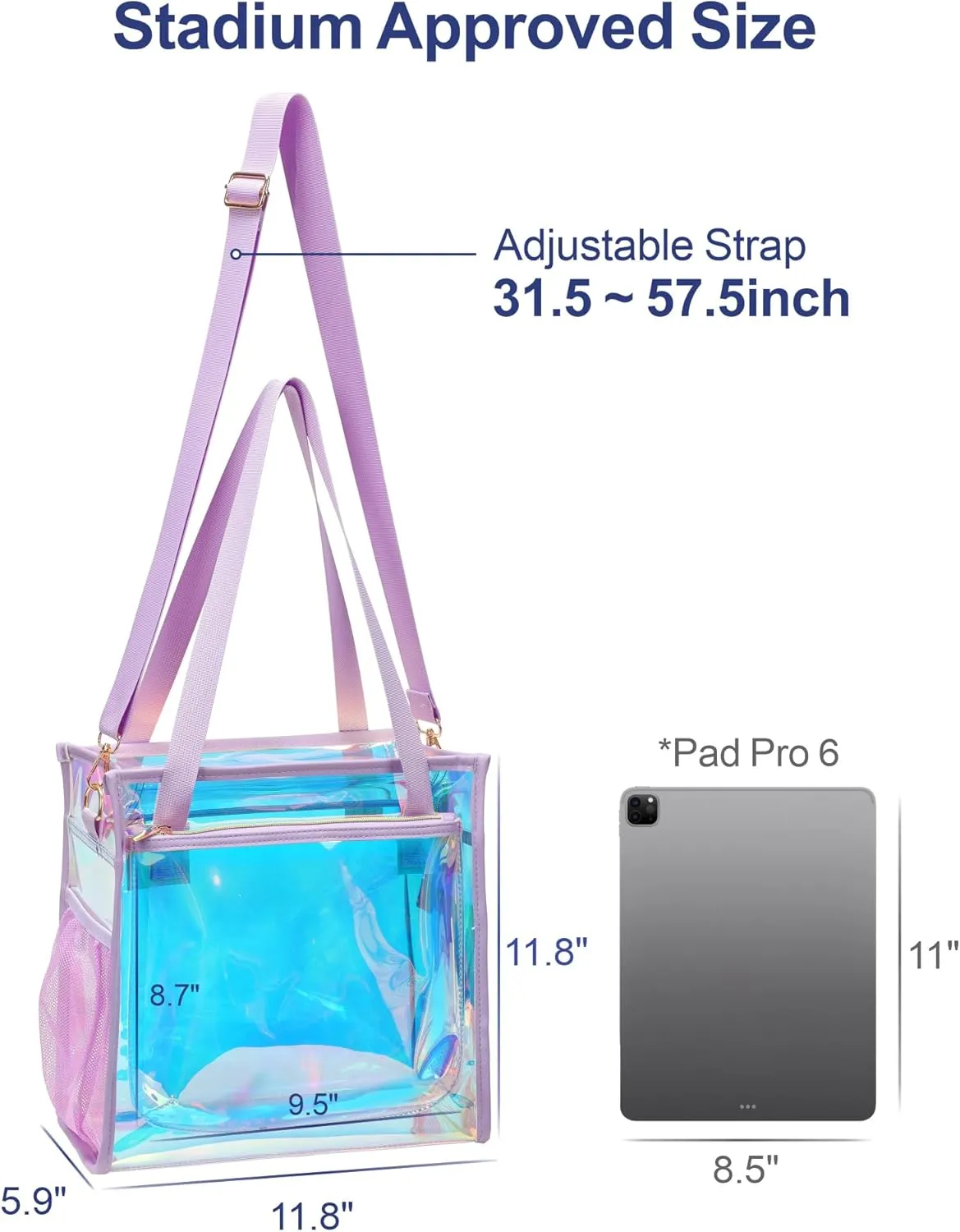 PACKISM Clear Bag 12x6x12 Stadium Approved - Clear Tote Bag for Sport Events Game Day Concert and Work