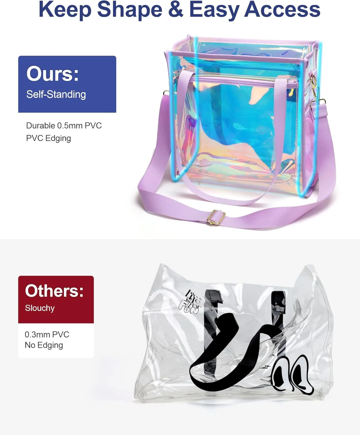 PACKISM Clear Bag 12x6x12 Stadium Approved - Clear Tote Bag for Sport Events Game Day Concert and Work