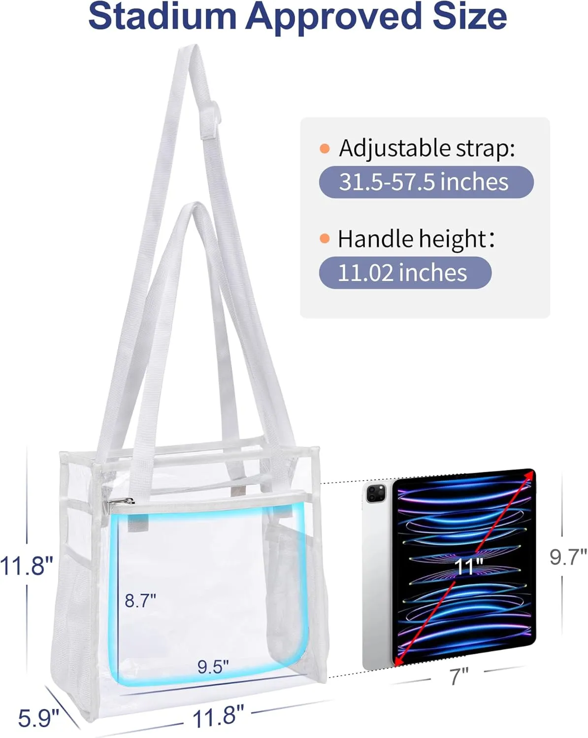 PACKISM Clear Bag 12x6x12 Stadium Approved - Clear Tote Bag for Sport Events Game Day Concert and Work