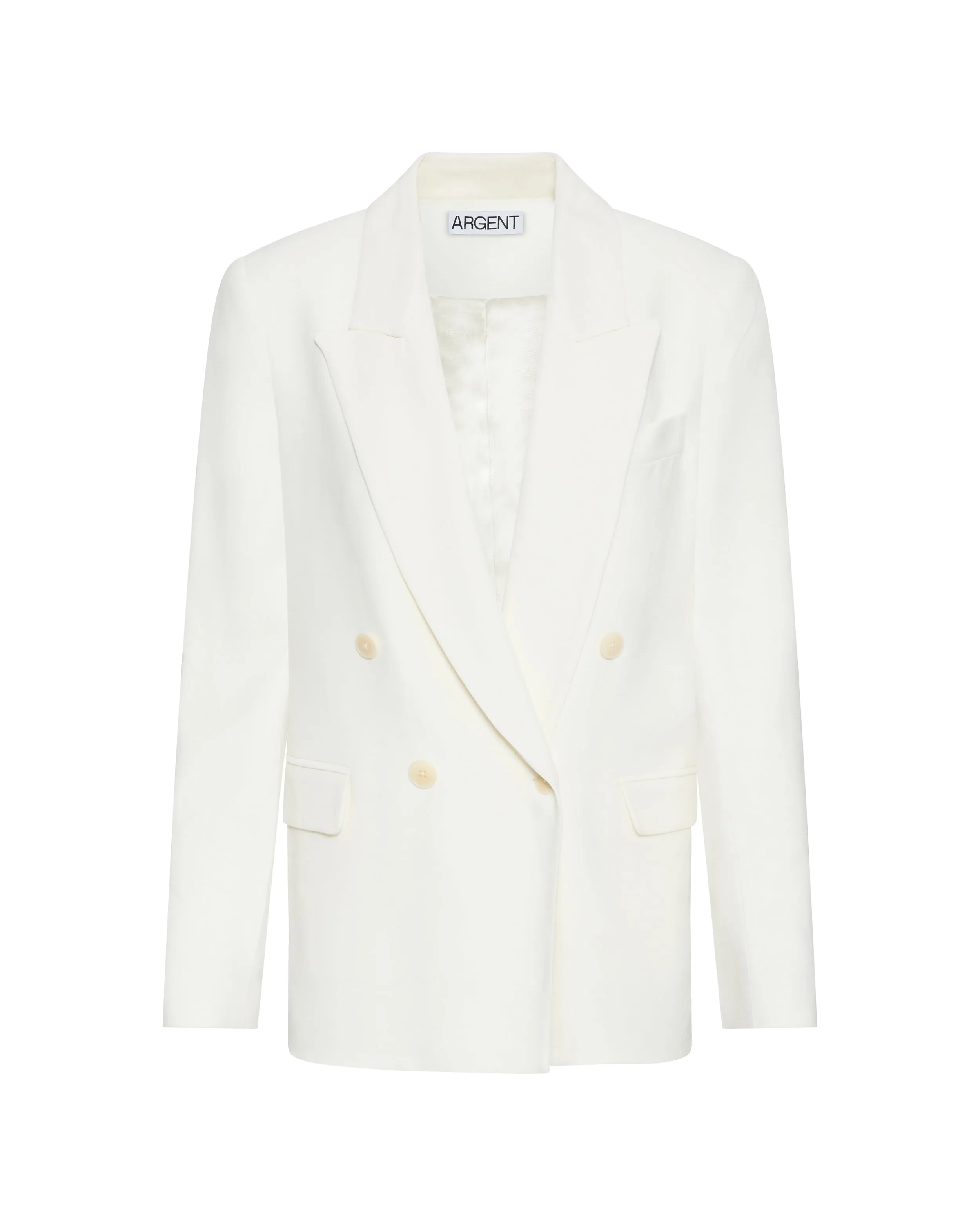 Peak Lapel Blazer in Viscose Wool Crepe | Ivory