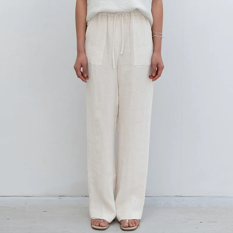 Pure Linen straight leg trousers