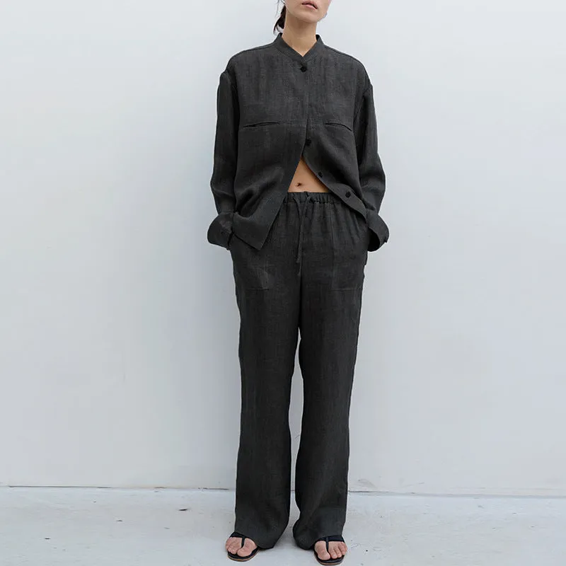 Pure Linen straight leg trousers