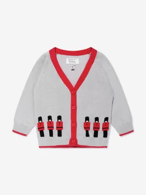 Rachel Riley Baby Boys Soldier Intarsia Cardigan in Grey