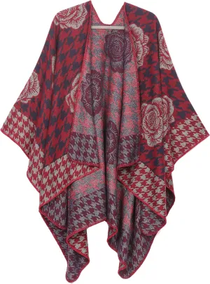 Sakkas Lupe Womens Reversible Poncho Wrap Cape Shawl Sweater Coat Cardigan Pattern