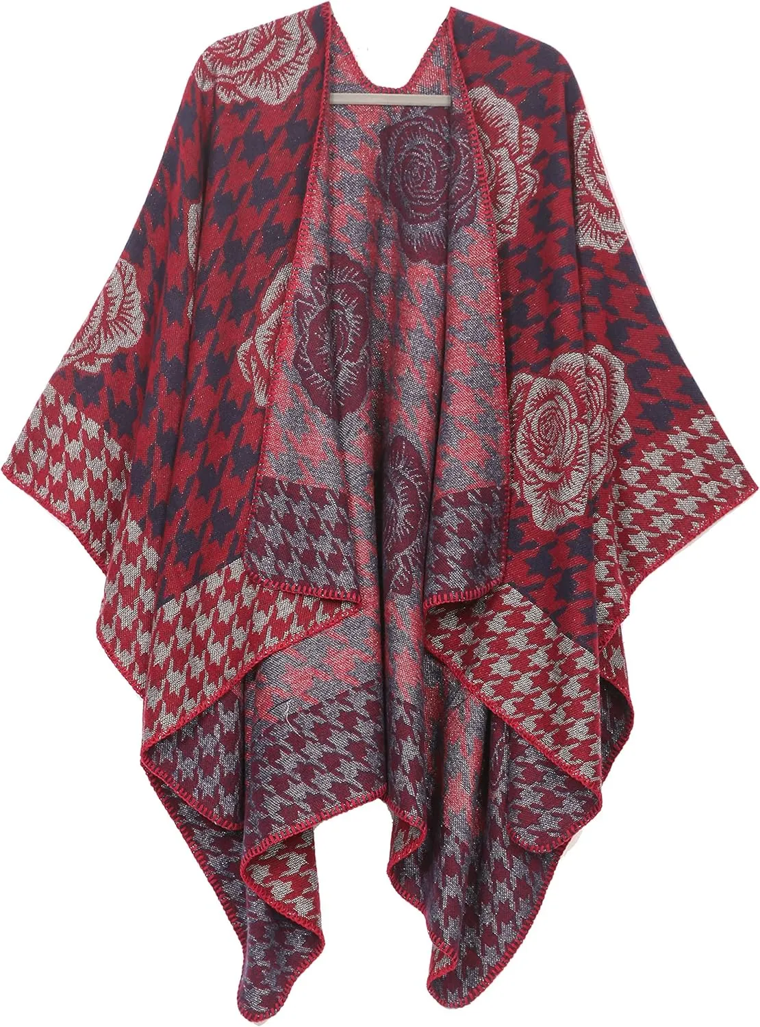 Sakkas Lupe Womens Reversible Poncho Wrap Cape Shawl Sweater Coat Cardigan Pattern
