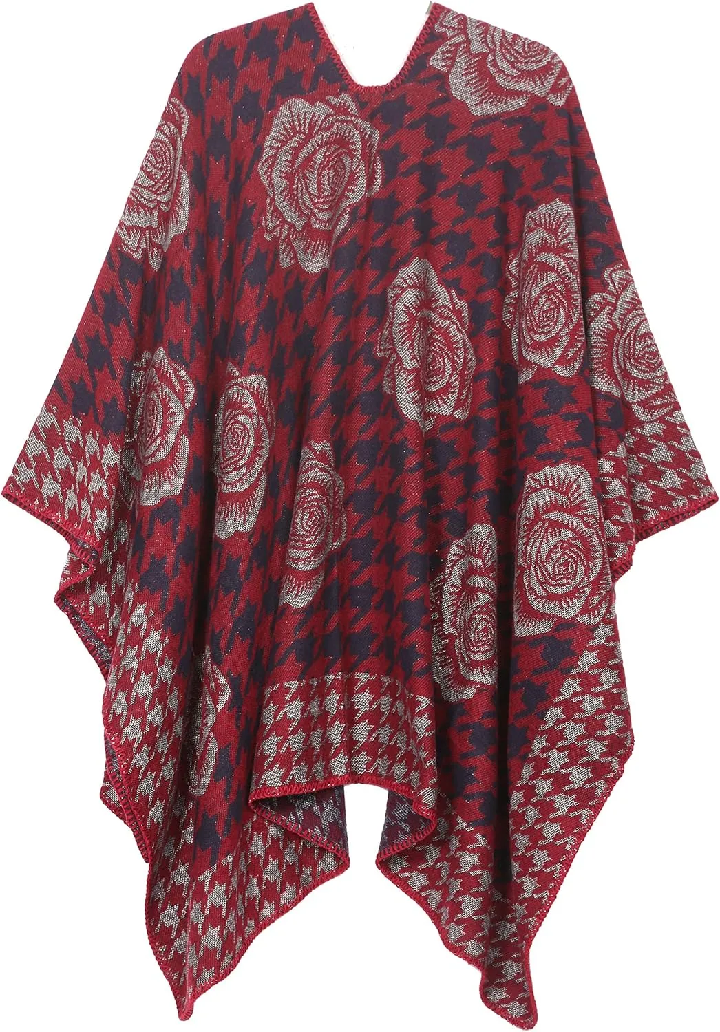 Sakkas Lupe Womens Reversible Poncho Wrap Cape Shawl Sweater Coat Cardigan Pattern