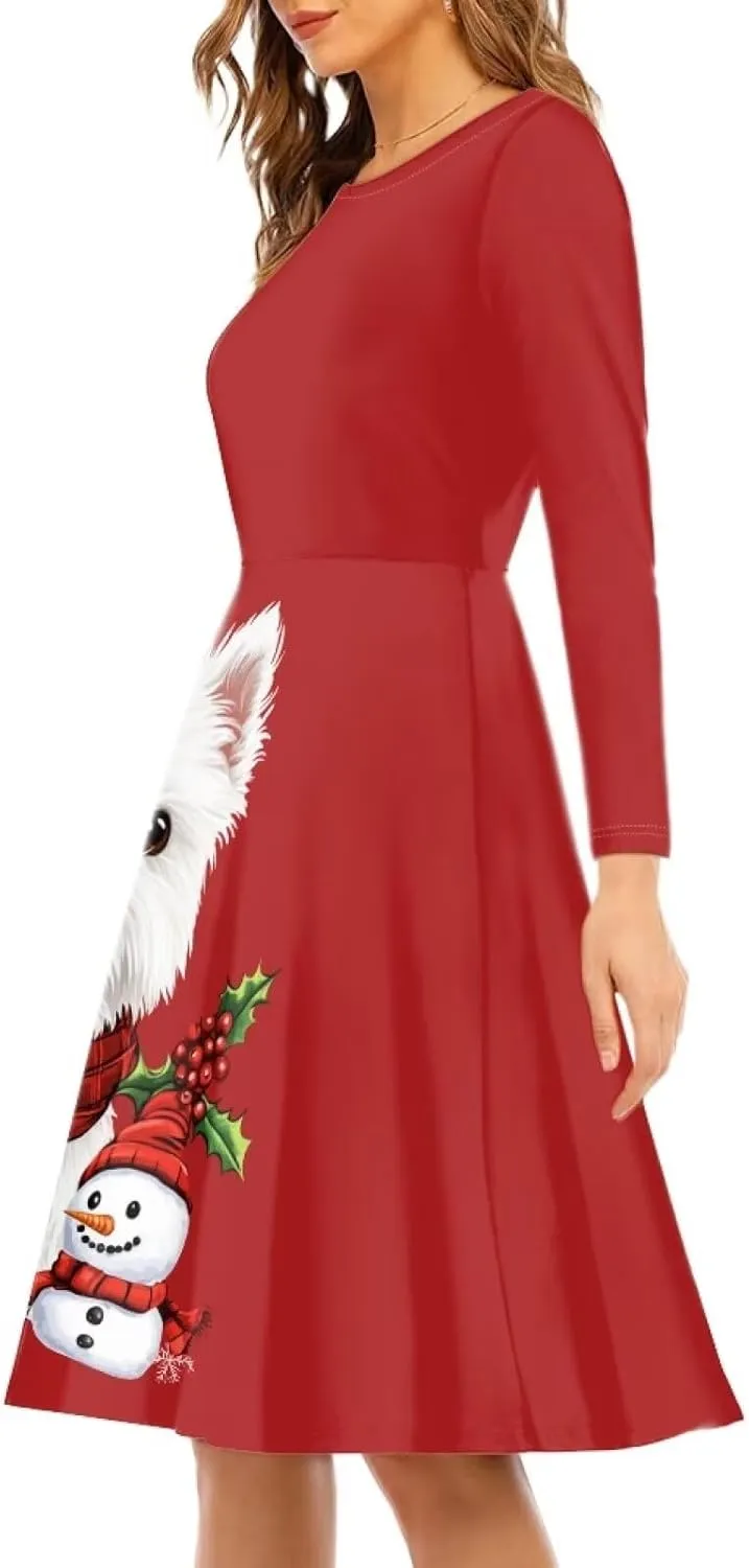 Showudesigns Fall Dress for Women Halloween Dresses Long Sleeve Dress Wedding Guest