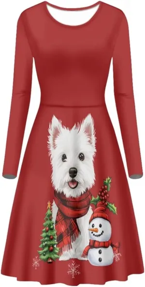 Showudesigns Fall Dress for Women Halloween Dresses Long Sleeve Dress Wedding Guest